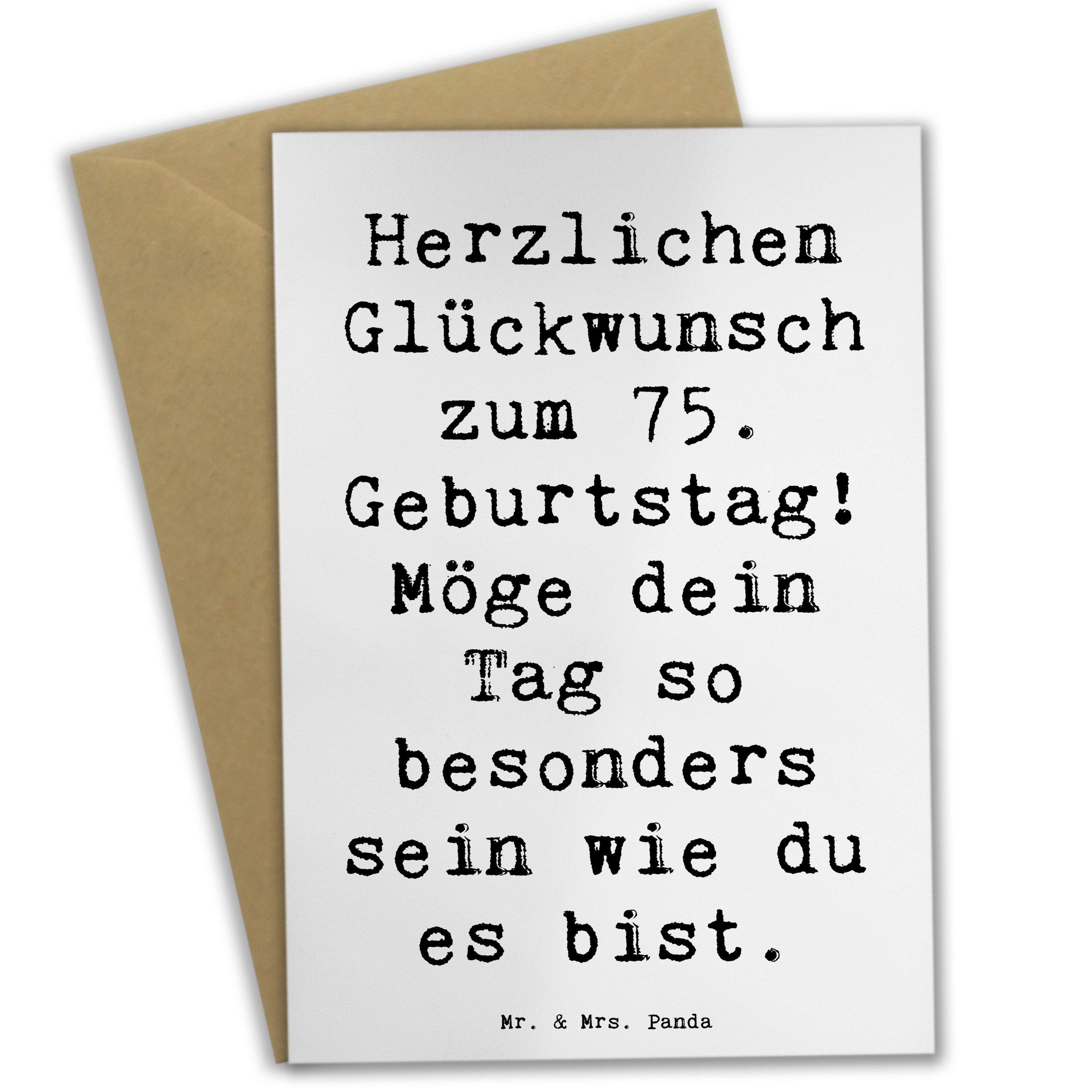 Mr. & Mrs. Panda Grußkarte Spruch 75. Geburtstag Glückwünsche Weiß