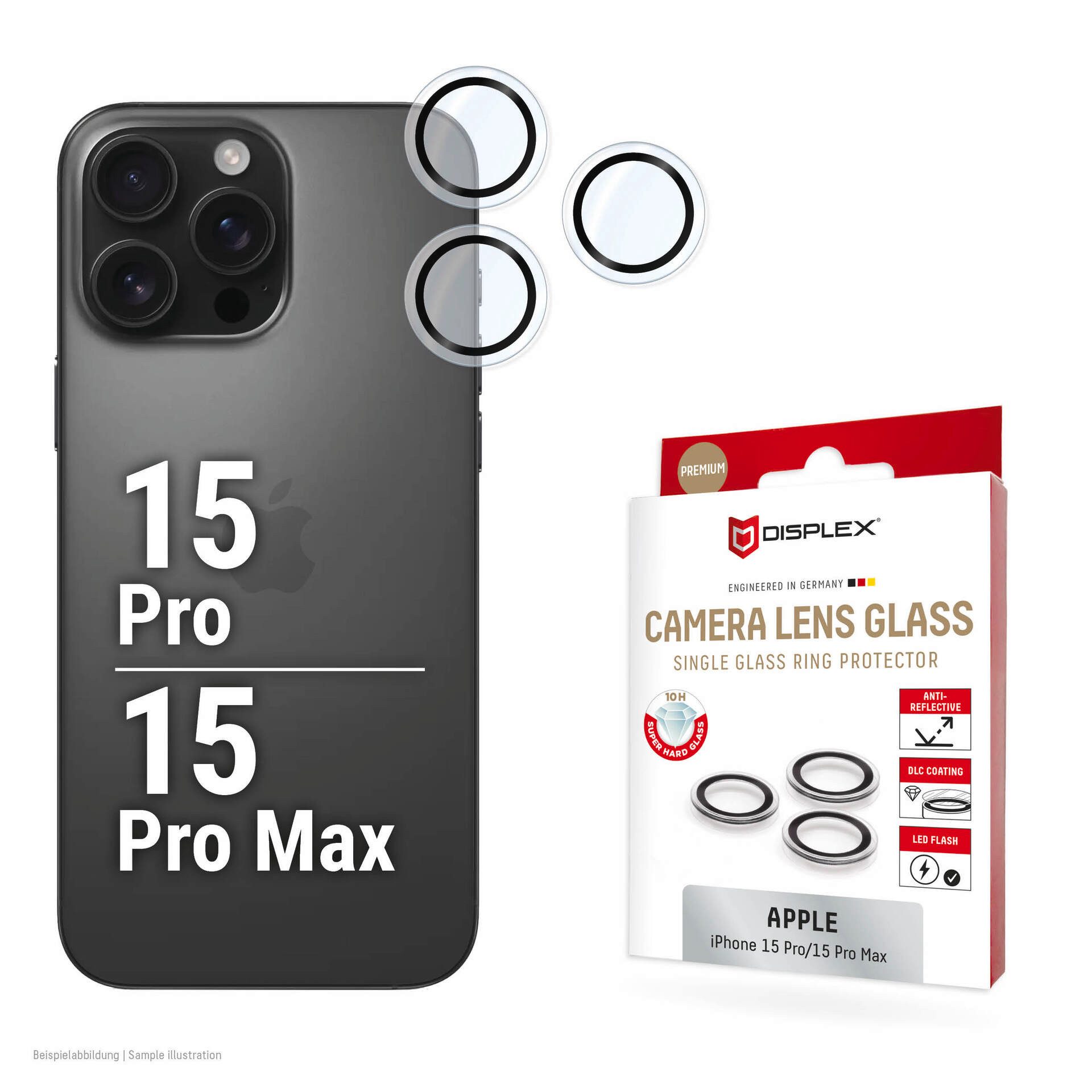 Displex Kameraschutzglas Camera Lens Glass Single Glass Ring Protector für Apple iPhone 15 Pro, Apple iPhone 15 Pro…