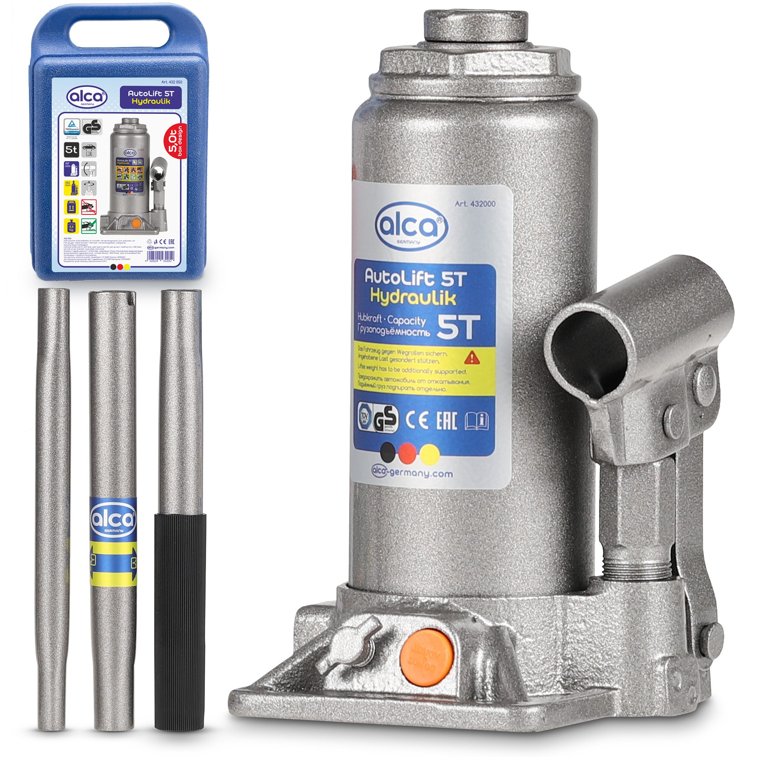 alca Wagenheber Unterstellheber hydraulischer 5t SUV/PKW Hubhöhe 19,7-38,2cm, max. Hubhöhe: 38.2 cm, 1-tlg., Solo