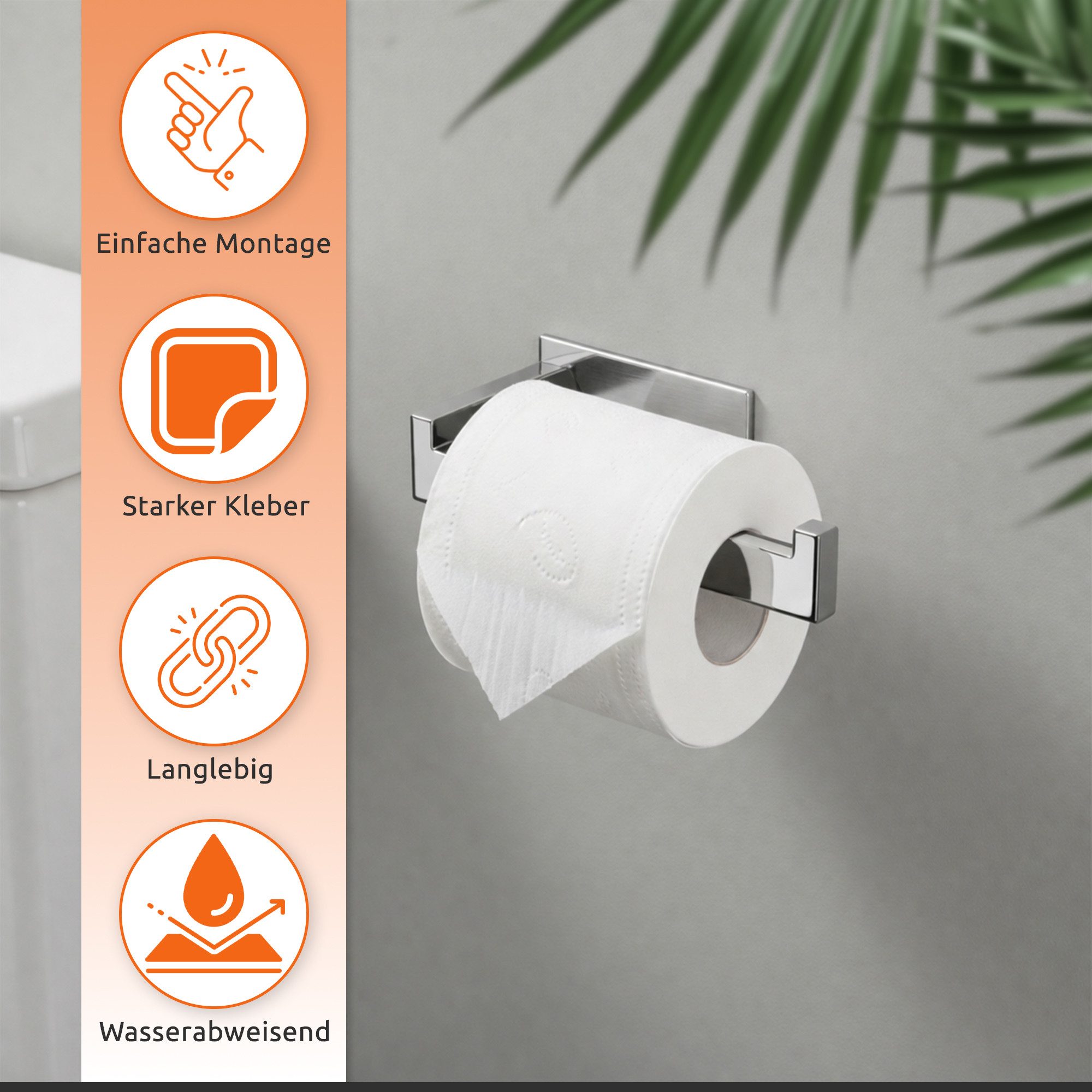 ECENCE Toilettenpapierhalter ohne Bohren selbstklebend Edelstahl 304 – Bild 2 von 5