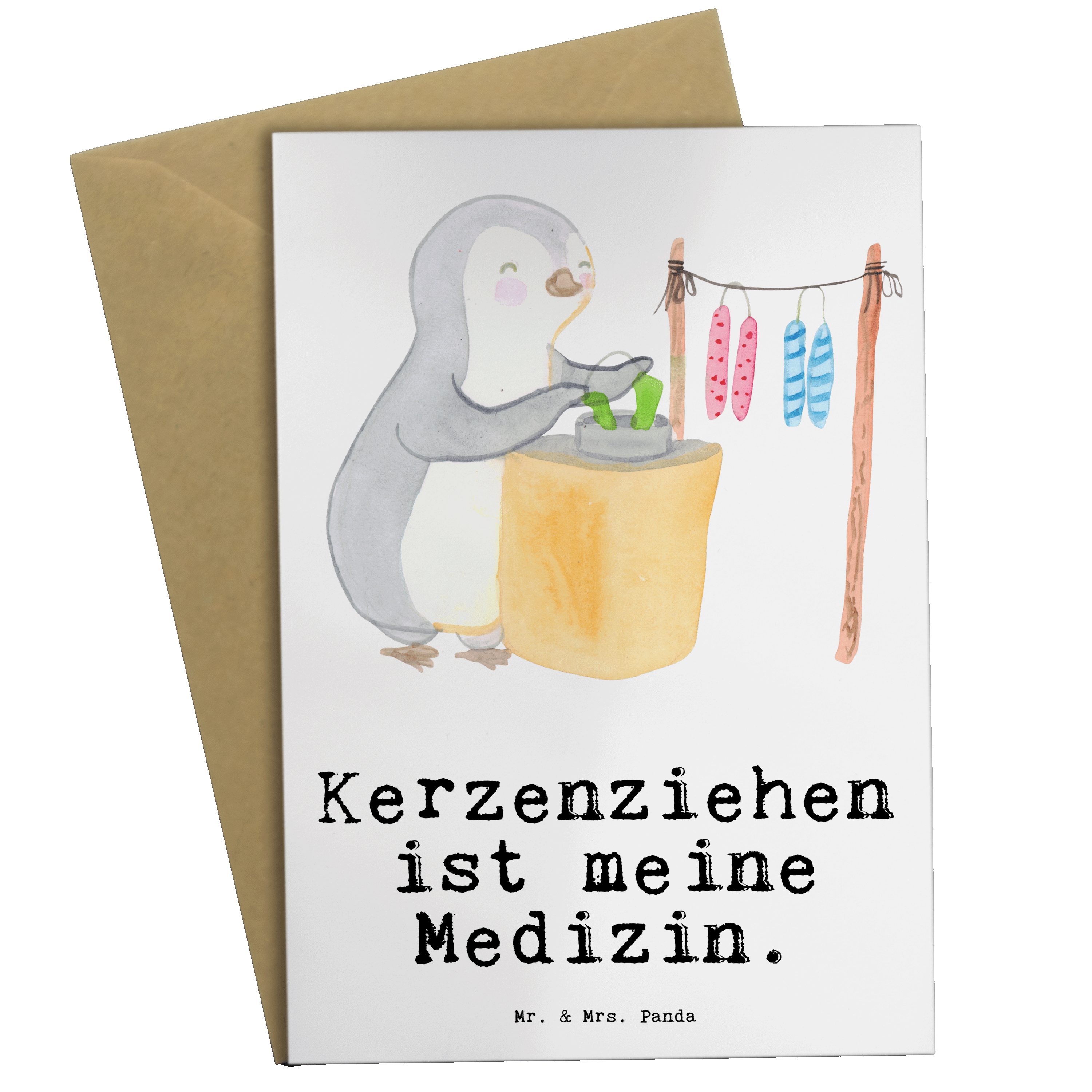Mr. & Mrs. Panda Grußkarte Pinguin Kerzenziehen Medizin - Weiß - Geschenk, Einladungskarte, Spor
