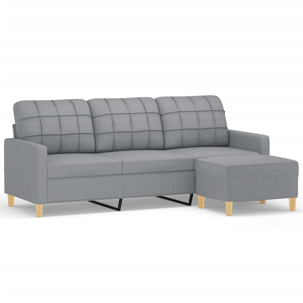 vidaXL Sofa 3-Sitzer-Sofa mit Hocker Hellgrau günstig online kaufen