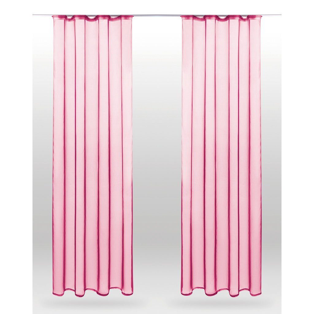 Voile, Kräuselband mit transparent, Bestlivings, (2 (2 Vorhang, St), Gardinenset Pink "Transparent" Dekoschals Universalband)