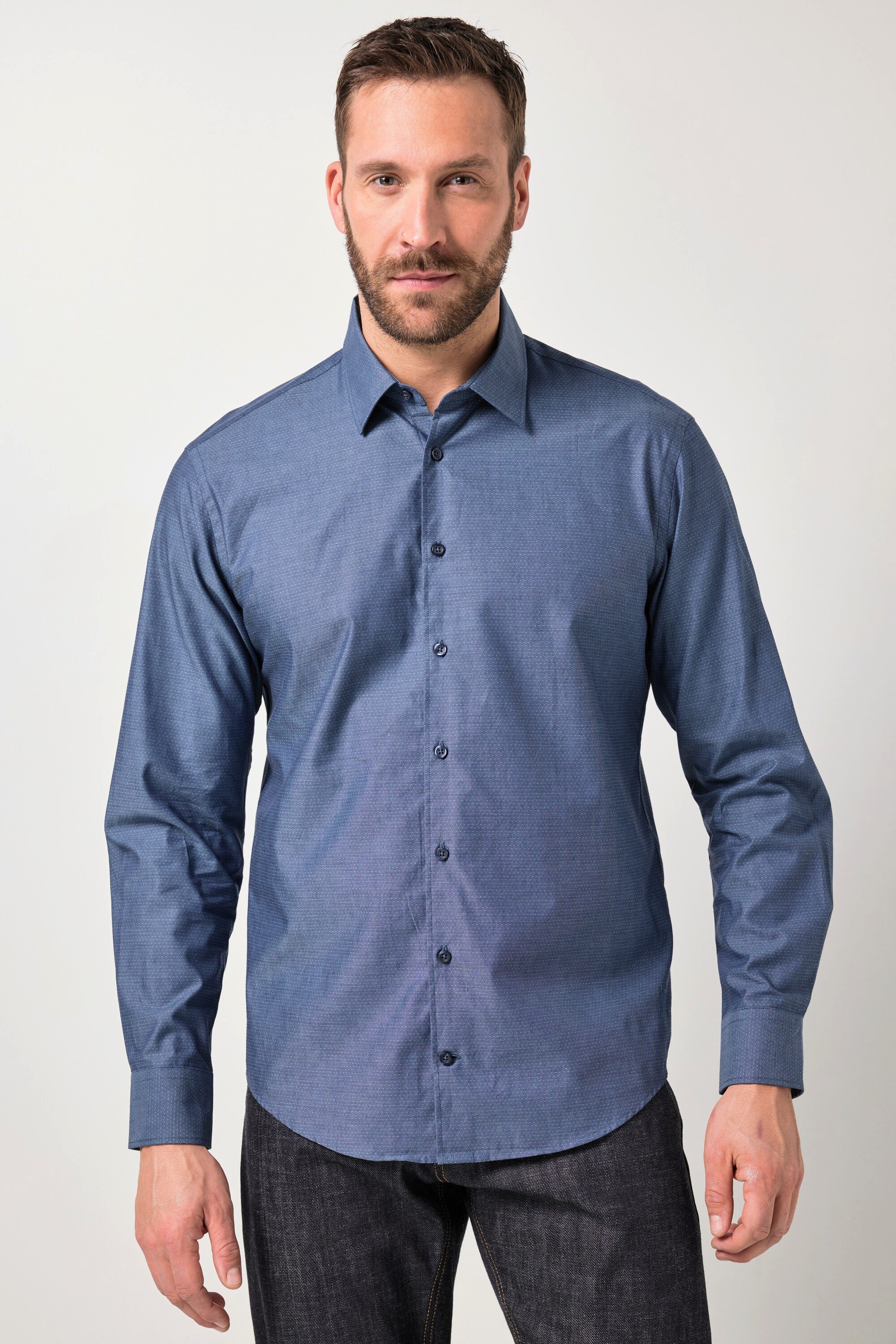 Businesshemd Hemd Business Langarm Punkte Kentkragen Modern Fit