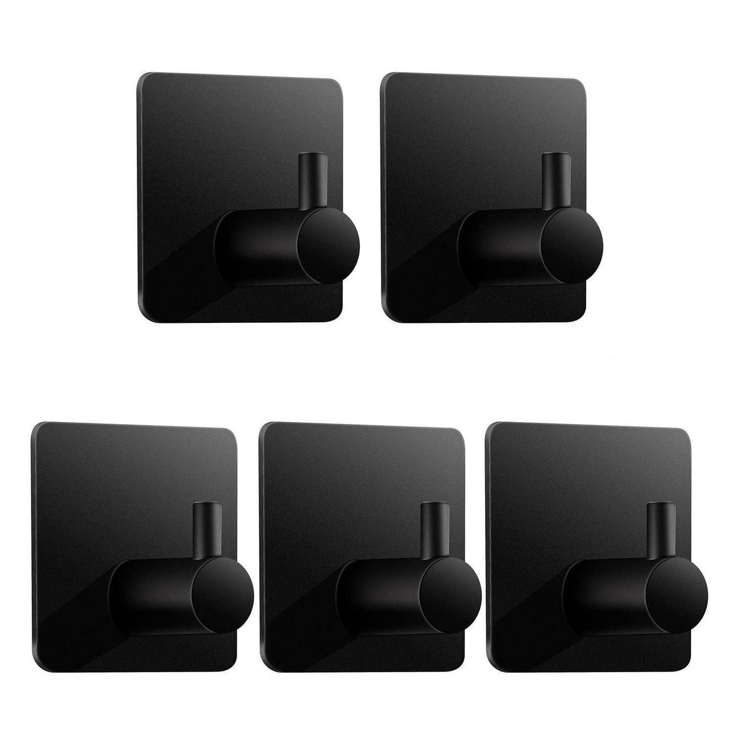 LuxusKollektion Klebehaken Klebehaken 5er-Set Edelstahl Schwarz, (5-St)