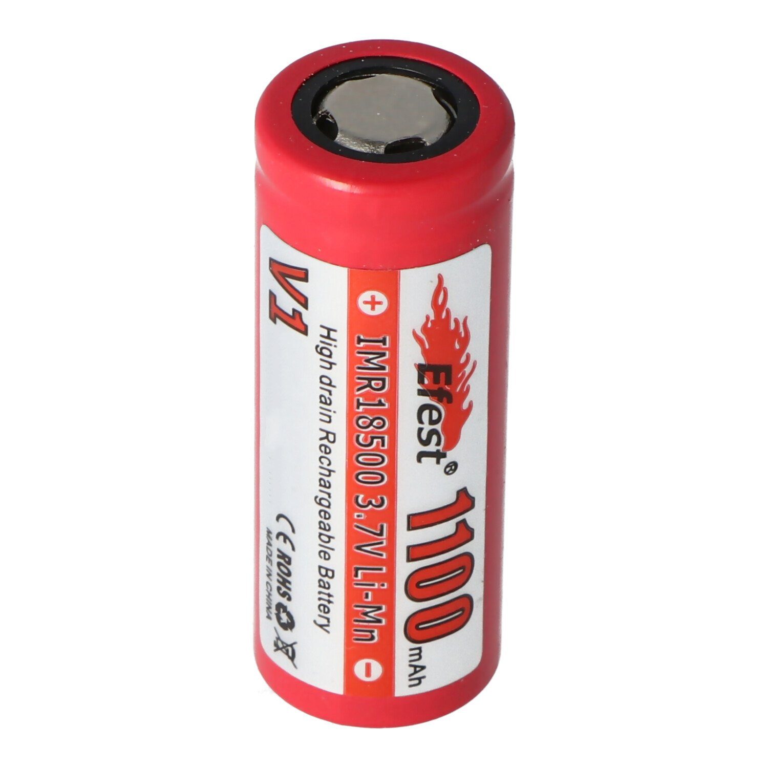EFEST Efest IMR 18500 V1 - 1100mAh 3,7V (Pluspol flach) Akku 1100 mAh (3,7 V)