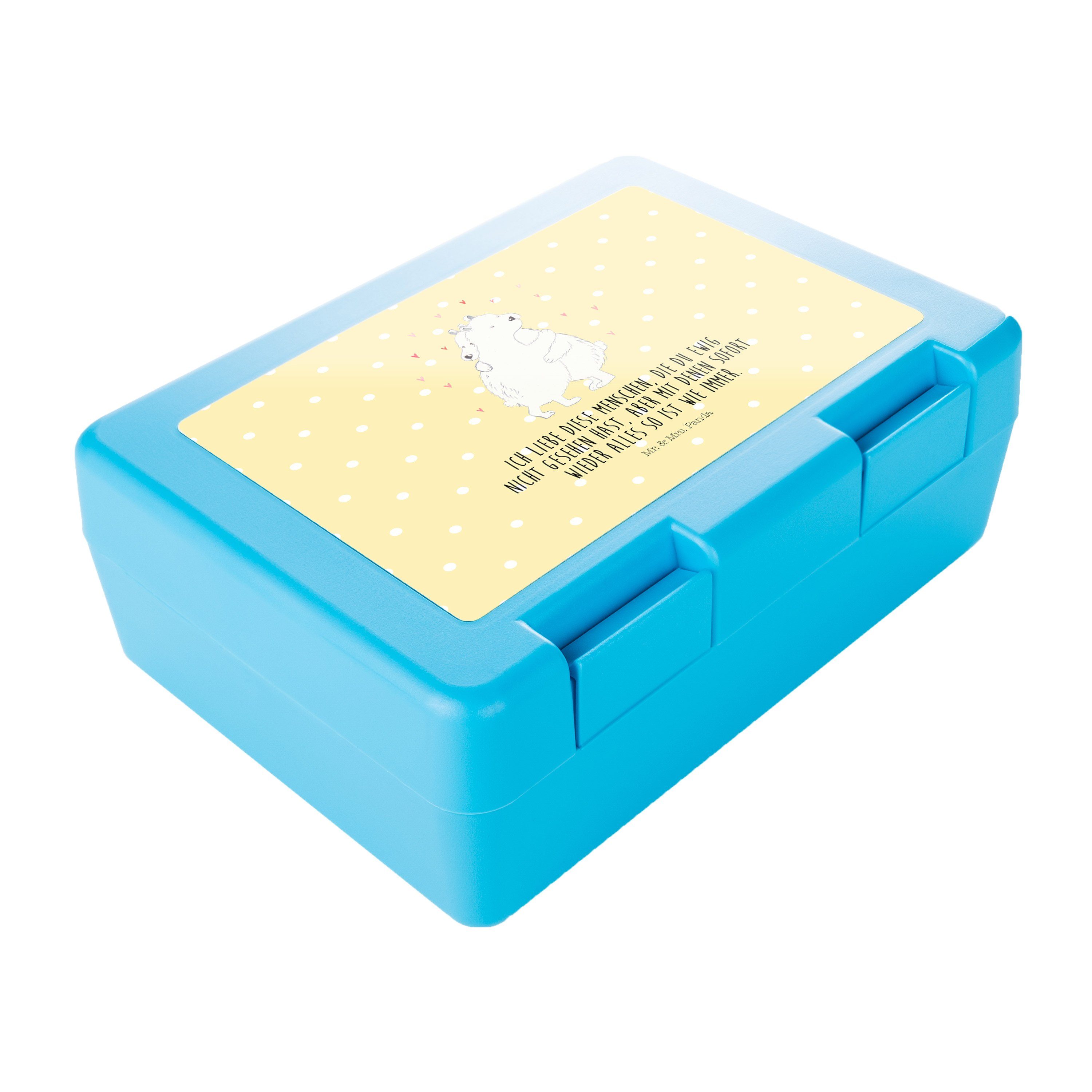 Mr. & Mrs. Panda Butterdose Eisbär Umarmen - Gelb Pastell - Geschenk, Tiere, Brotbox, Snackbox, G, Premium Kunststoff, (1-tlg)