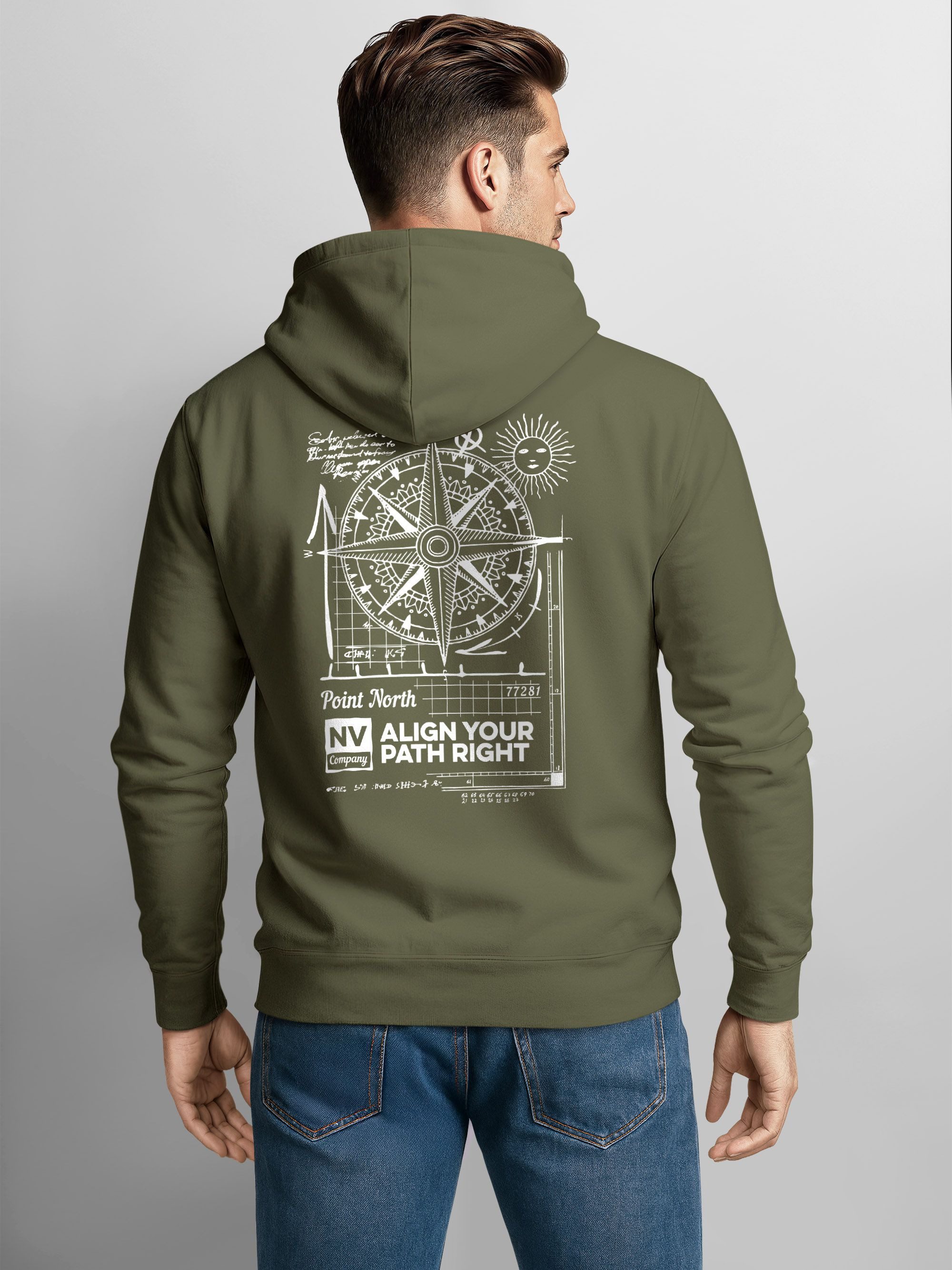 Neverless Hoodie Herren Hoodie Kompass Motiv günstig online kaufen
