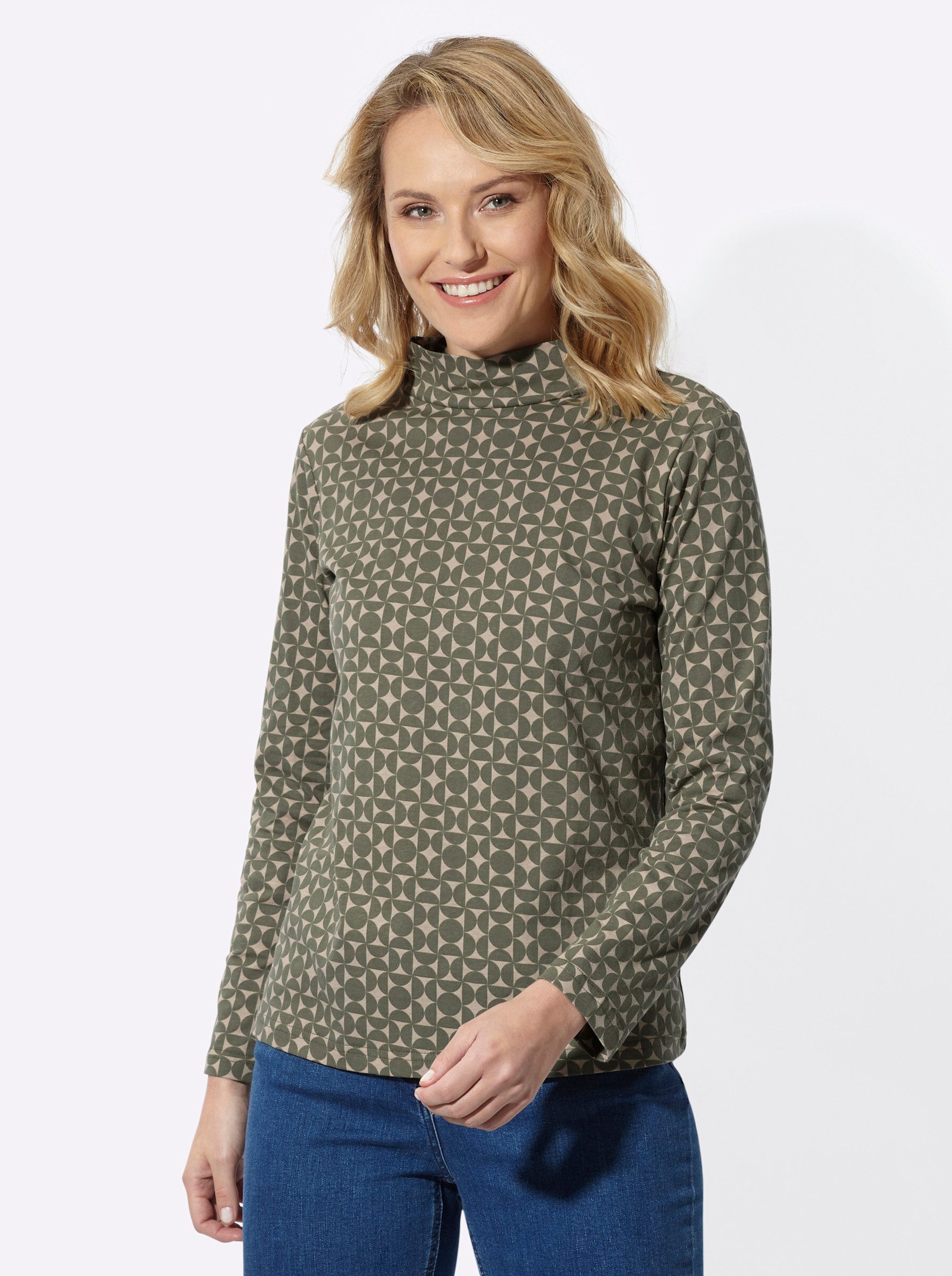T-Shirt Stehkragen-Shirt Langarm