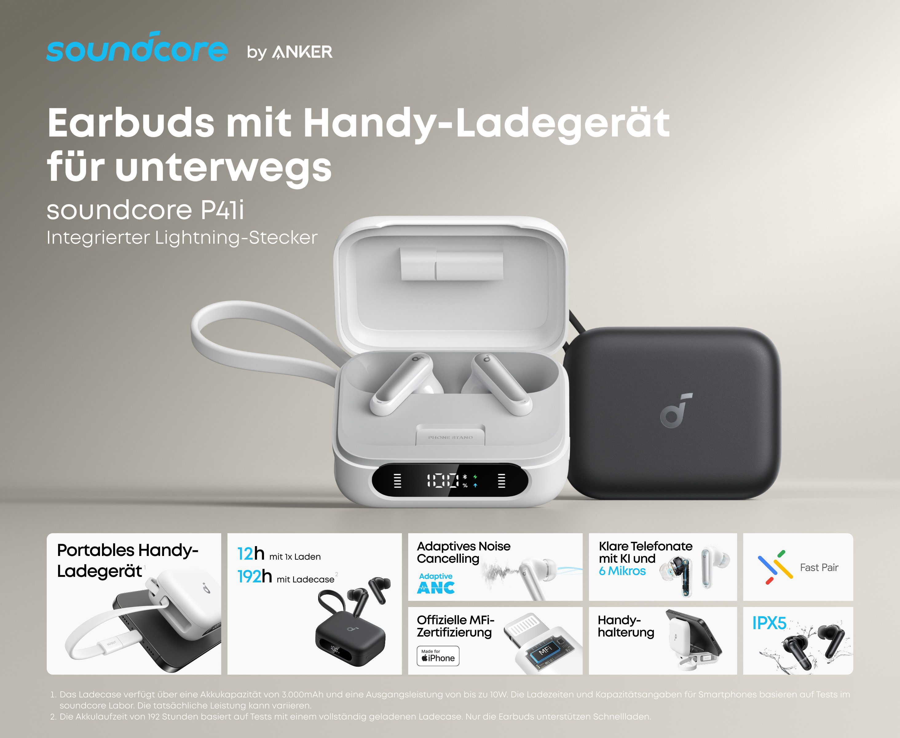 Anker soundcore P41i wireless In-Ear-Kopfhörer (Active Noise Cancelling (ANC), Voice Assistant, Bluetooth)