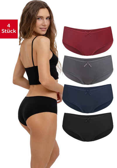 Fabio Farini Hipster Damen Unterhosen - Frauen Hipster Set aus Baumwolle (Packung, 4-St) im sportlichen Panty-Style mit Schleifchen