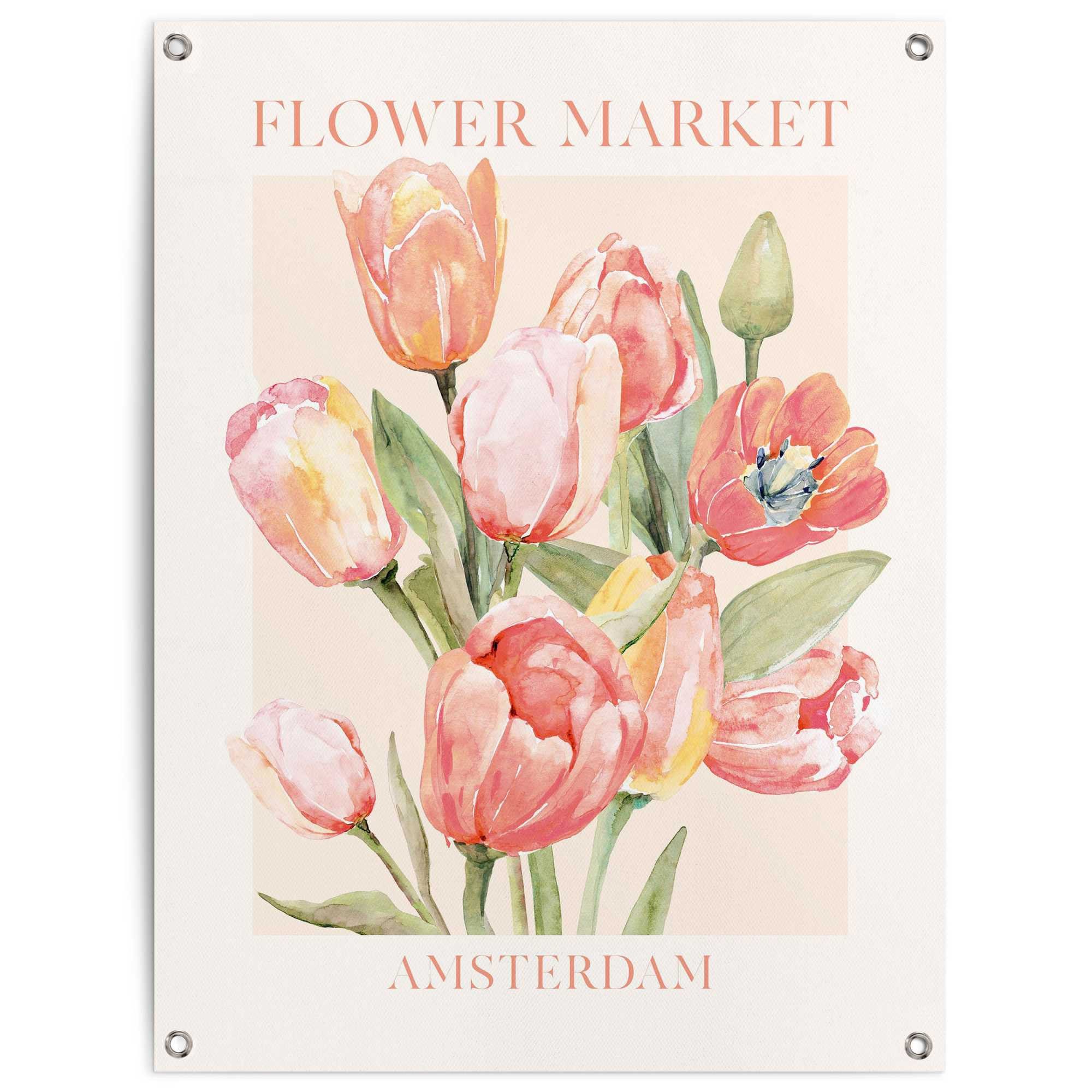 Reinders! Poster Tulips From Amsterdam, Garten - Rot - Leinwand - Blumen und Pflanzen - 60x80 cm