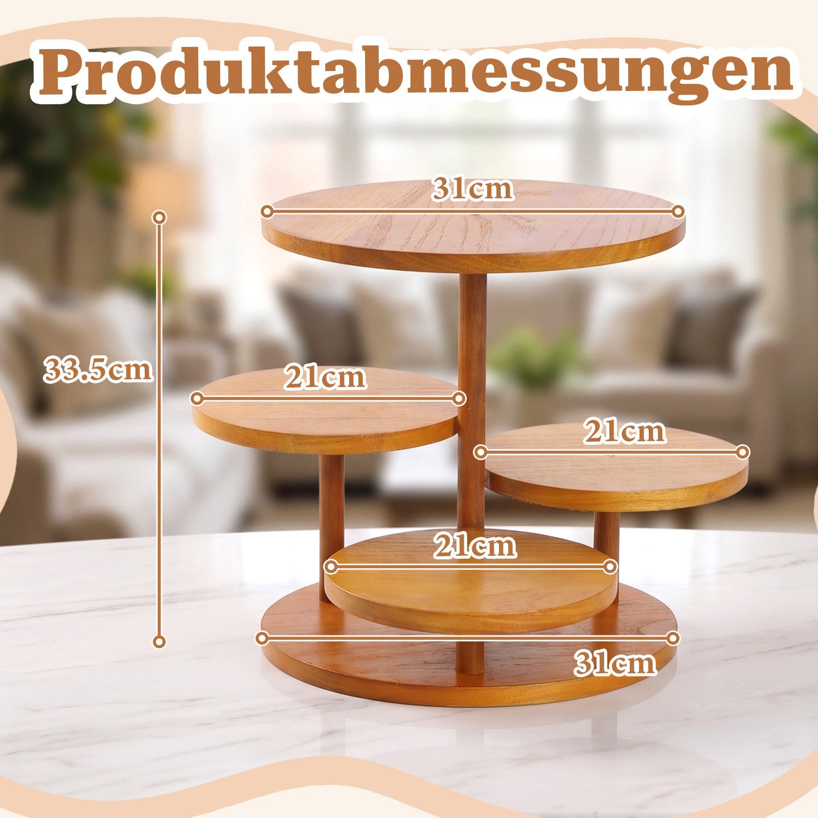 JOYOLEDER Etagere Tortenständer/Cupcake Ständer aus Holz 4 Etagen, Dessert-Halter-Turm, (mit mehreren Etagen, für Geburtstagsparty, Hochzeiten, Nachmittagstee & Heimpartys)
