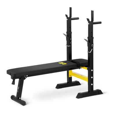 Gymrex Hantelbank Hantelbank Trainingsbank Flachbank mit Hantelablage und Dipsstation