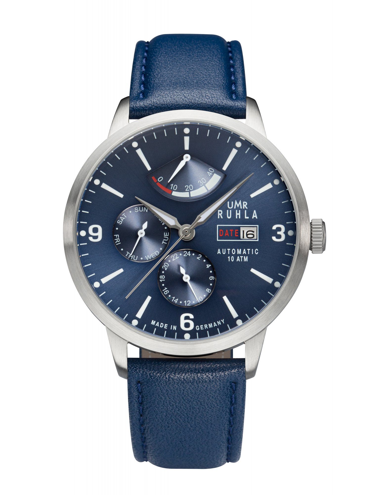 UMR Ruhla Automatikuhr Herrenuhr – mechanisches Uhrwerk, 80272, Lederarmband, 42 mm - Made in Germany