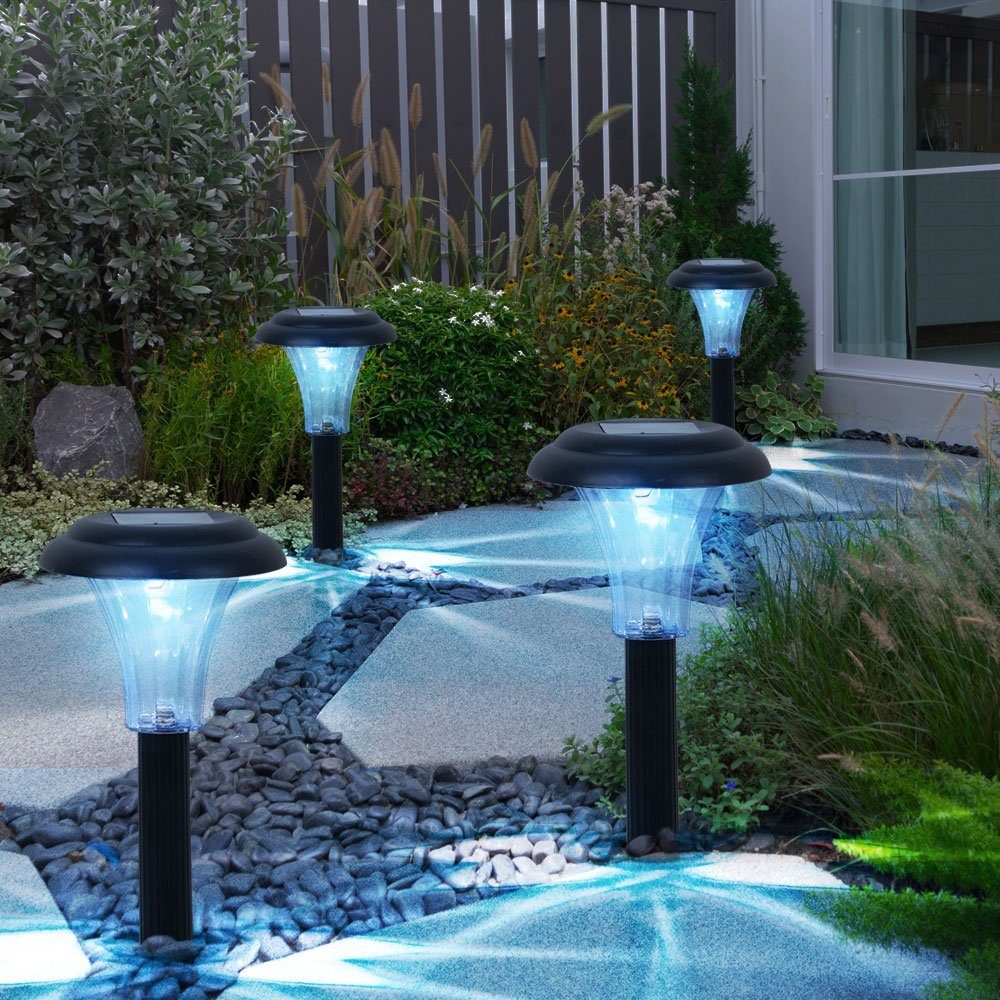 LED Leuchten 8er LED Gartenleuchte, verbaut, Steck Außen etc-shop Solar LED-Leuchtmittel Lampen Set Garten fest Beleuchtungen
