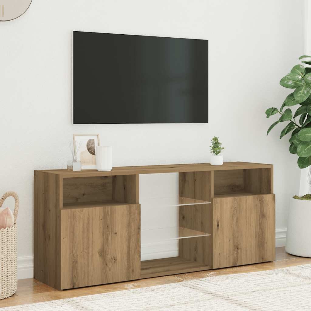 vidaXL TV-Schrank TV-Schrank mit LED-Leuchten Artisan-Eiche 120x30x50 cm (1-St) – Bild 4 von 5