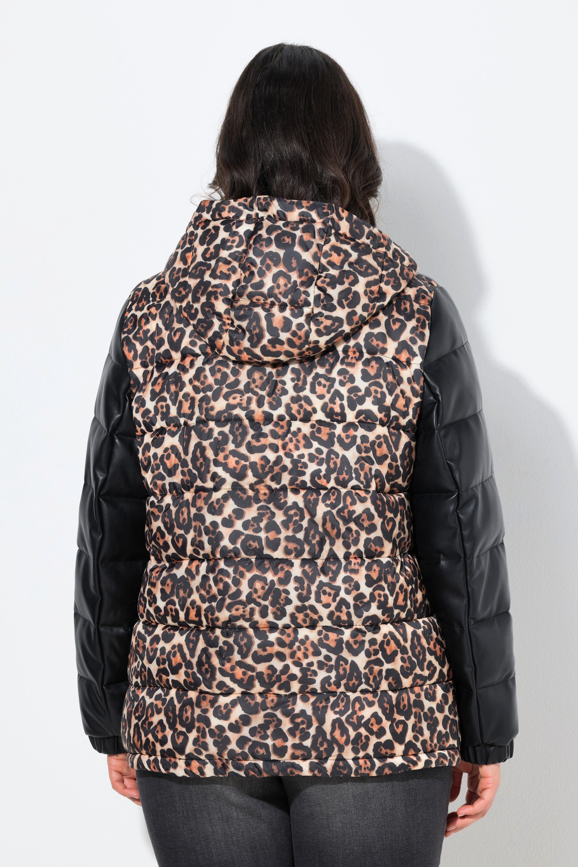 Ulla Popken Steppjacke HYPRAR Steppjacke Lederoptik/Leo recycelt