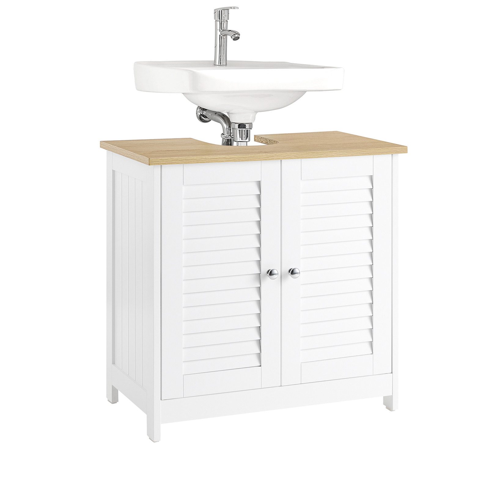 Bathroom Cabinet VASAGLE Waschbeckenunterschrank Badezmmerschrank Aufbewahrungsschrank Kommode Weiß