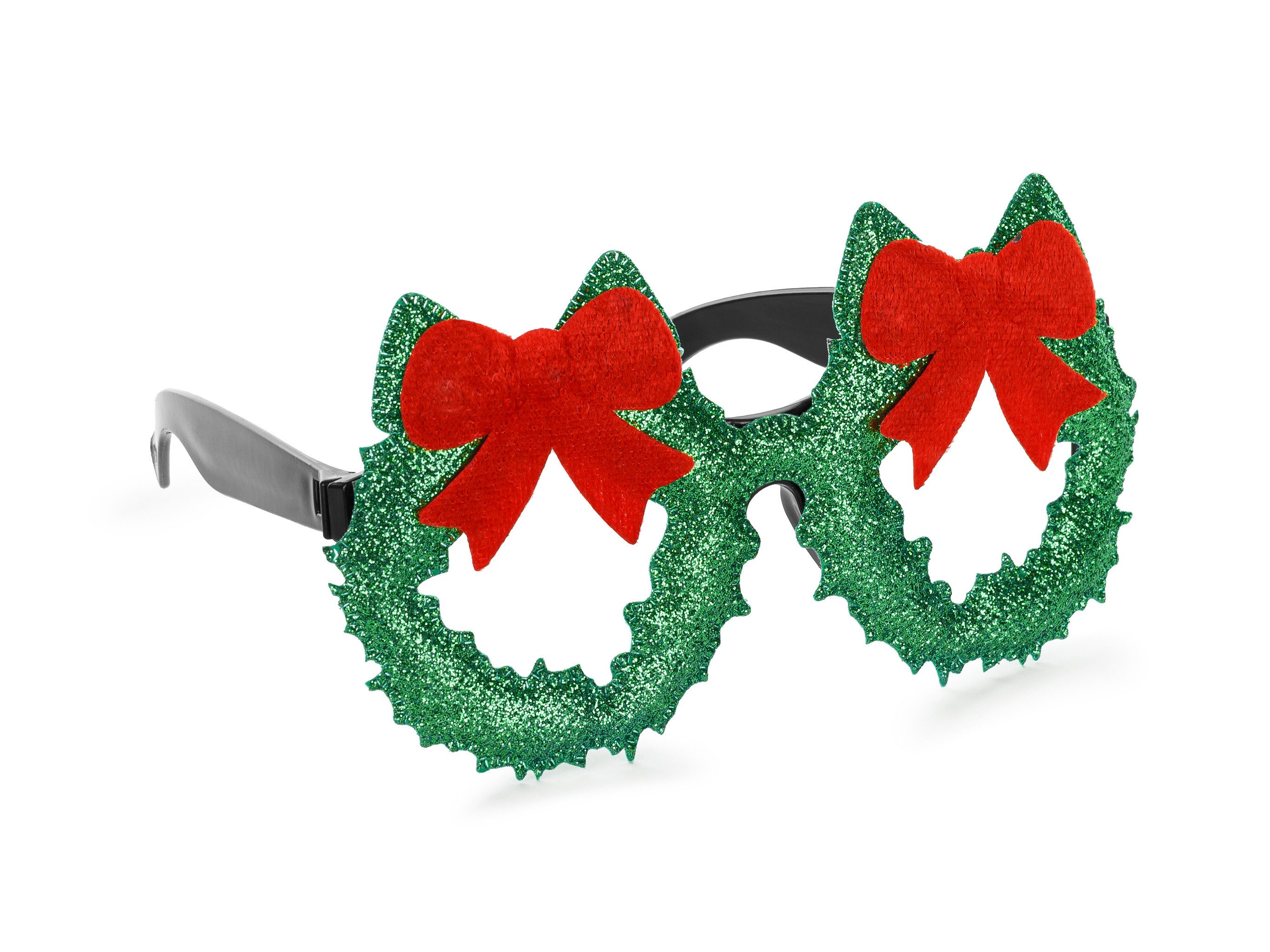 partydeco Kostüm, Partybrille Weihnachtskranz 15x8cm Grün