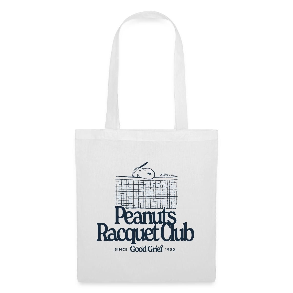 Spreadshirt Henkeltasche Peanuts Racquet Club Mtit Snoopy Dunkel Stoffbeutel (1-tlg)