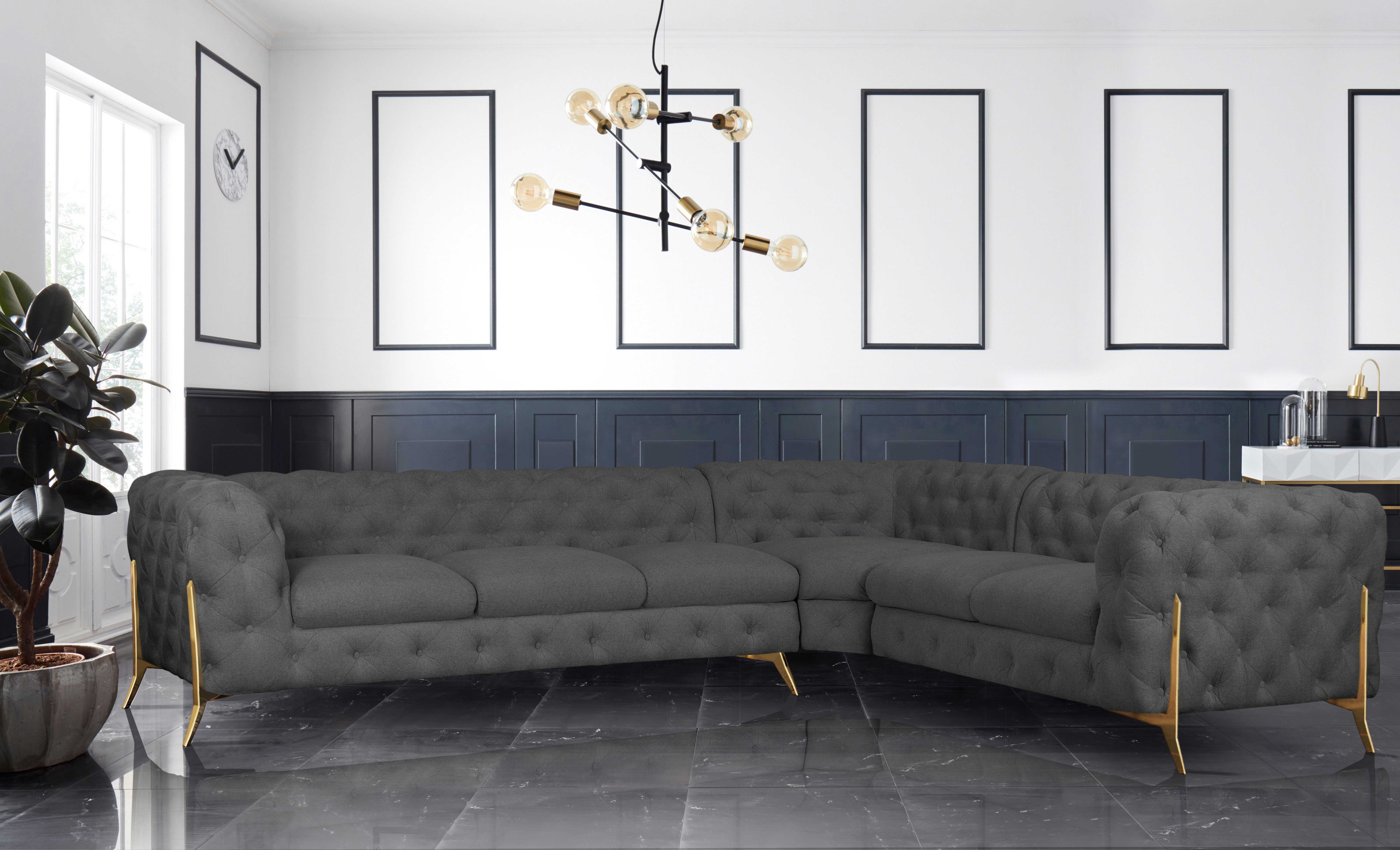 Leonique Chesterfield-Sofa Amaury L-Form, großes Ecksofa, günstig online kaufen