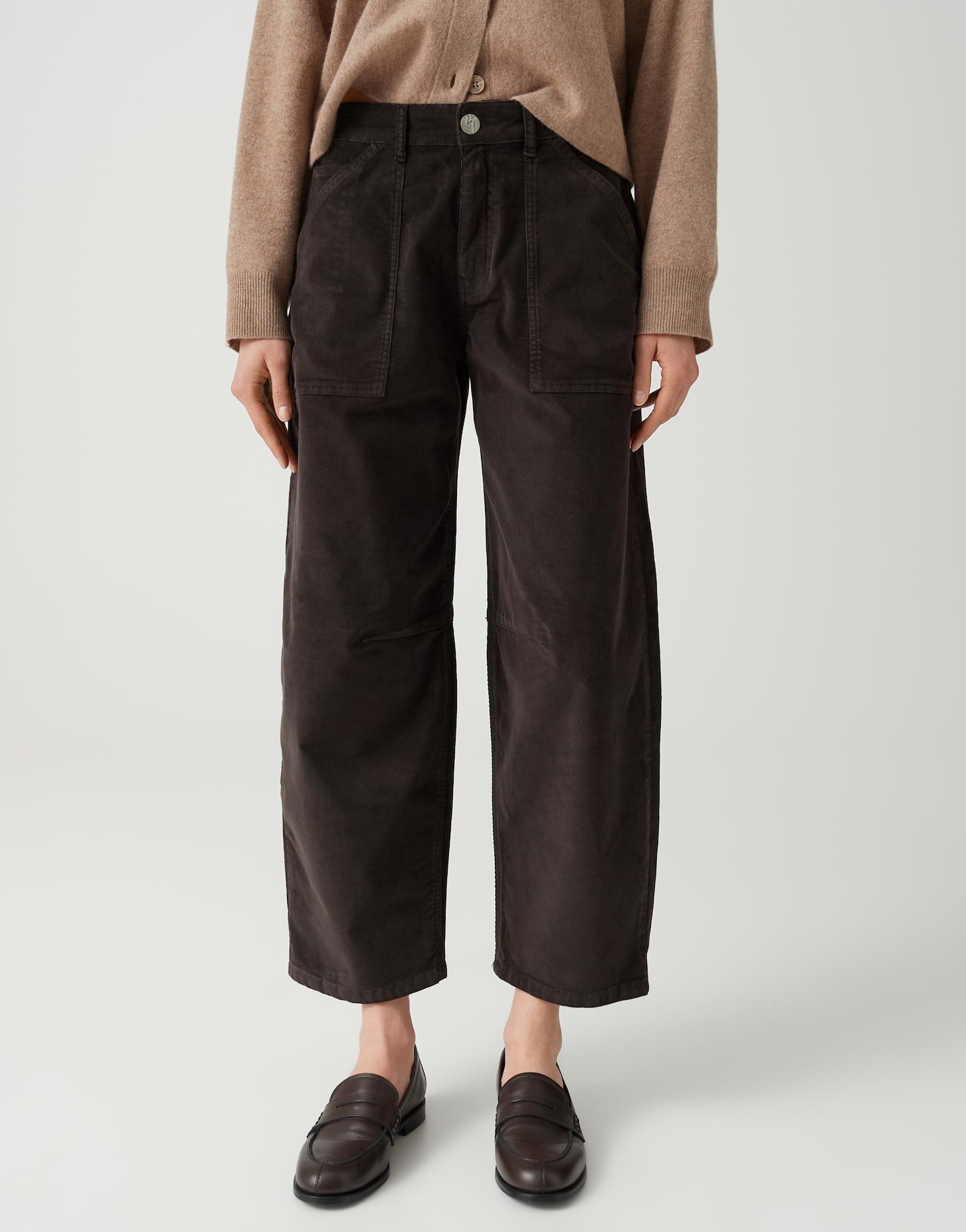 OPUS Relax-fit-Jeans Lissie boldi aus weichem Feincord Ovale Beinform mit samtiger Oberfläche und Cargotaschen
