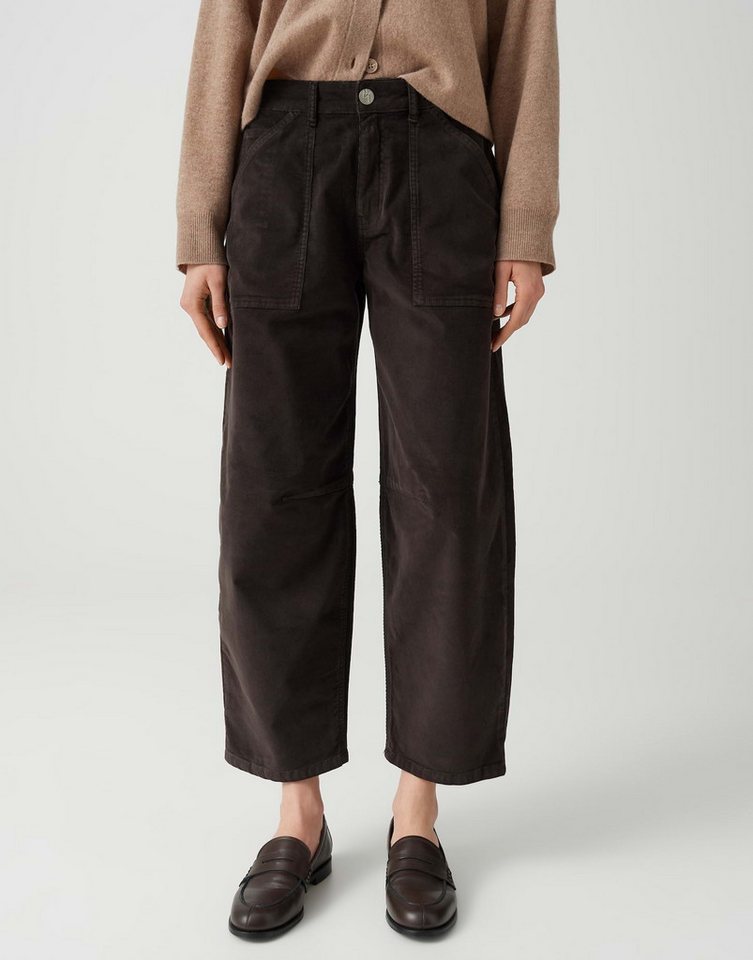OPUS Relax-fit-Jeans Lissie boldi aus weichem Feincord Ovale Beinform mit samtiger Oberfläche und Cargotaschen