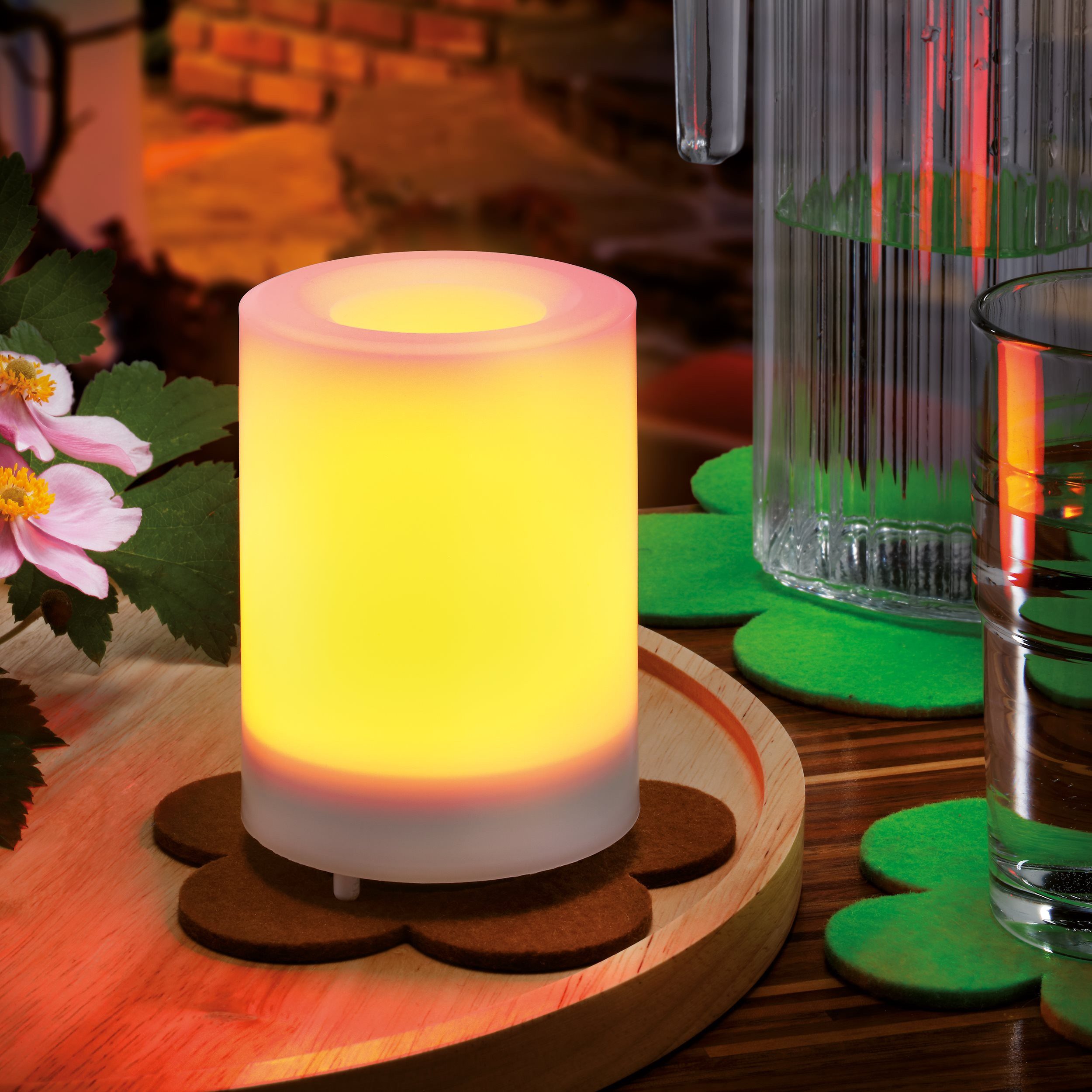 esotec Outdoorkerze LED Solarkerze Mila-S, Flackerlicht, 7,5x10cm, Akku, outdoor 102231