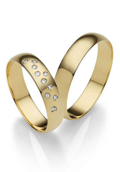 Firetti Trauring Schmuck Geschenk Gold 375 Hochzeit Ehering "LIEBE", Made in Germany, wahlweise mit oder ohne Brillanten