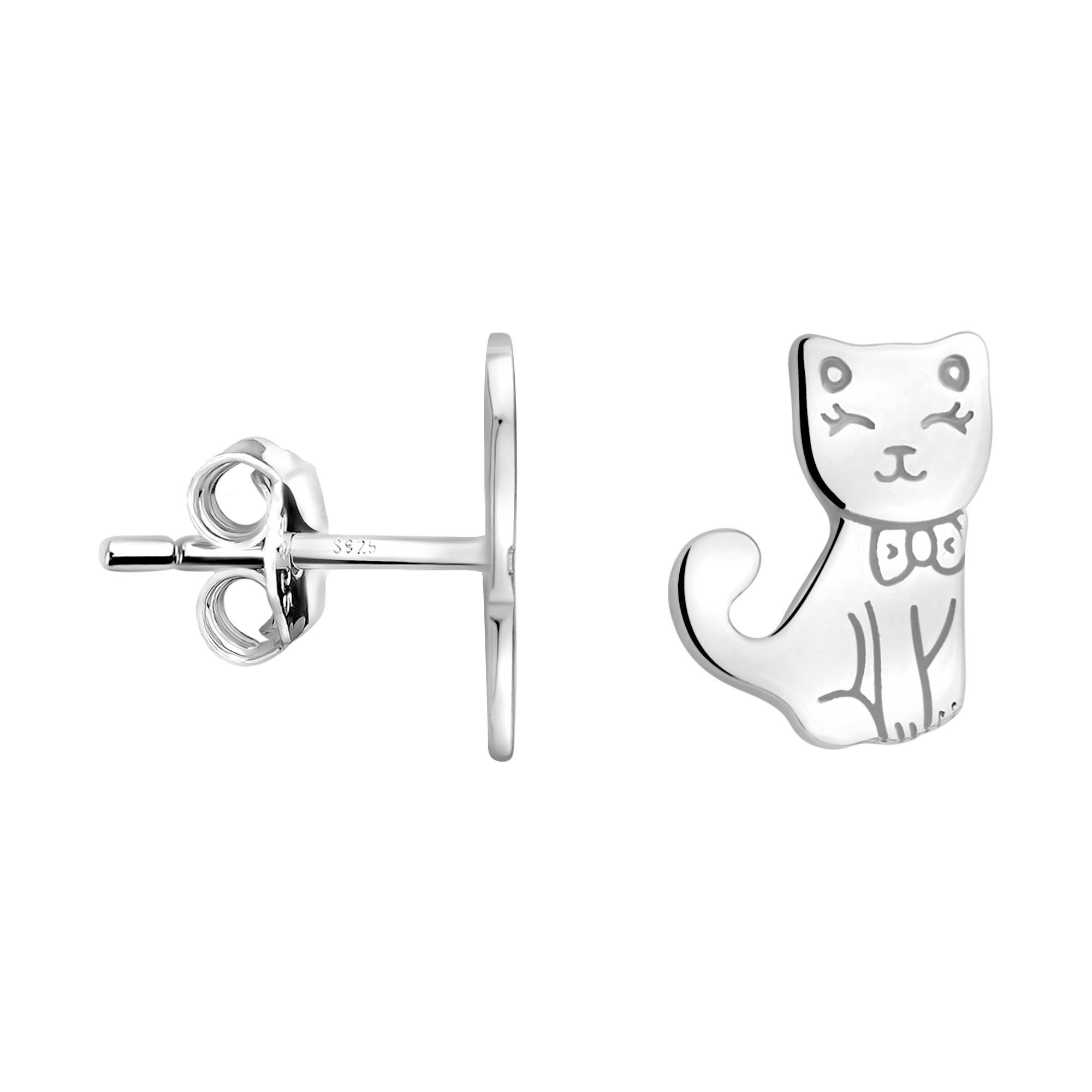 Collana in argento 925 con pietra rosa e orecchie da gatto