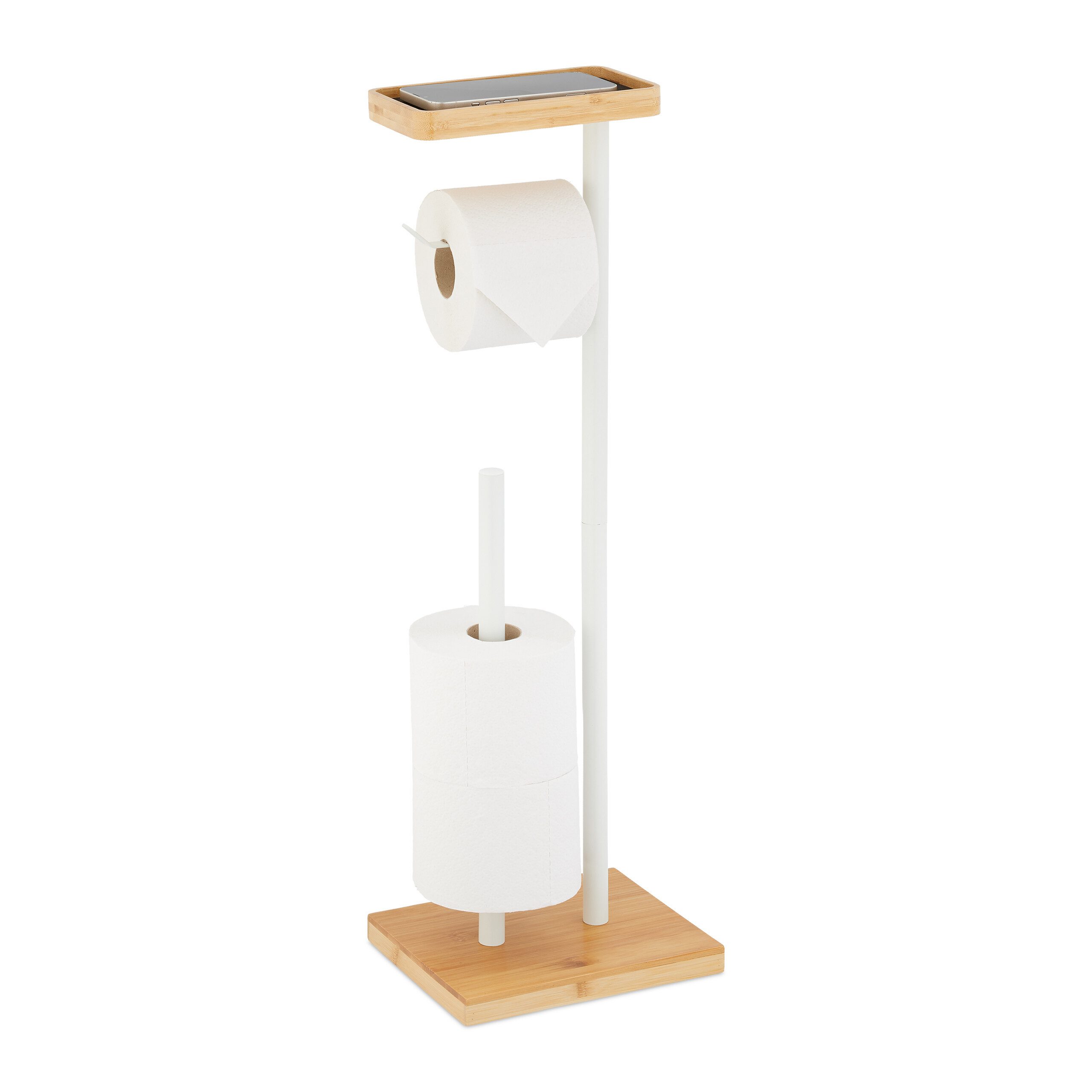 relaxdays Toilettenpapierhalter mit Ablage, weiß günstig online kaufen