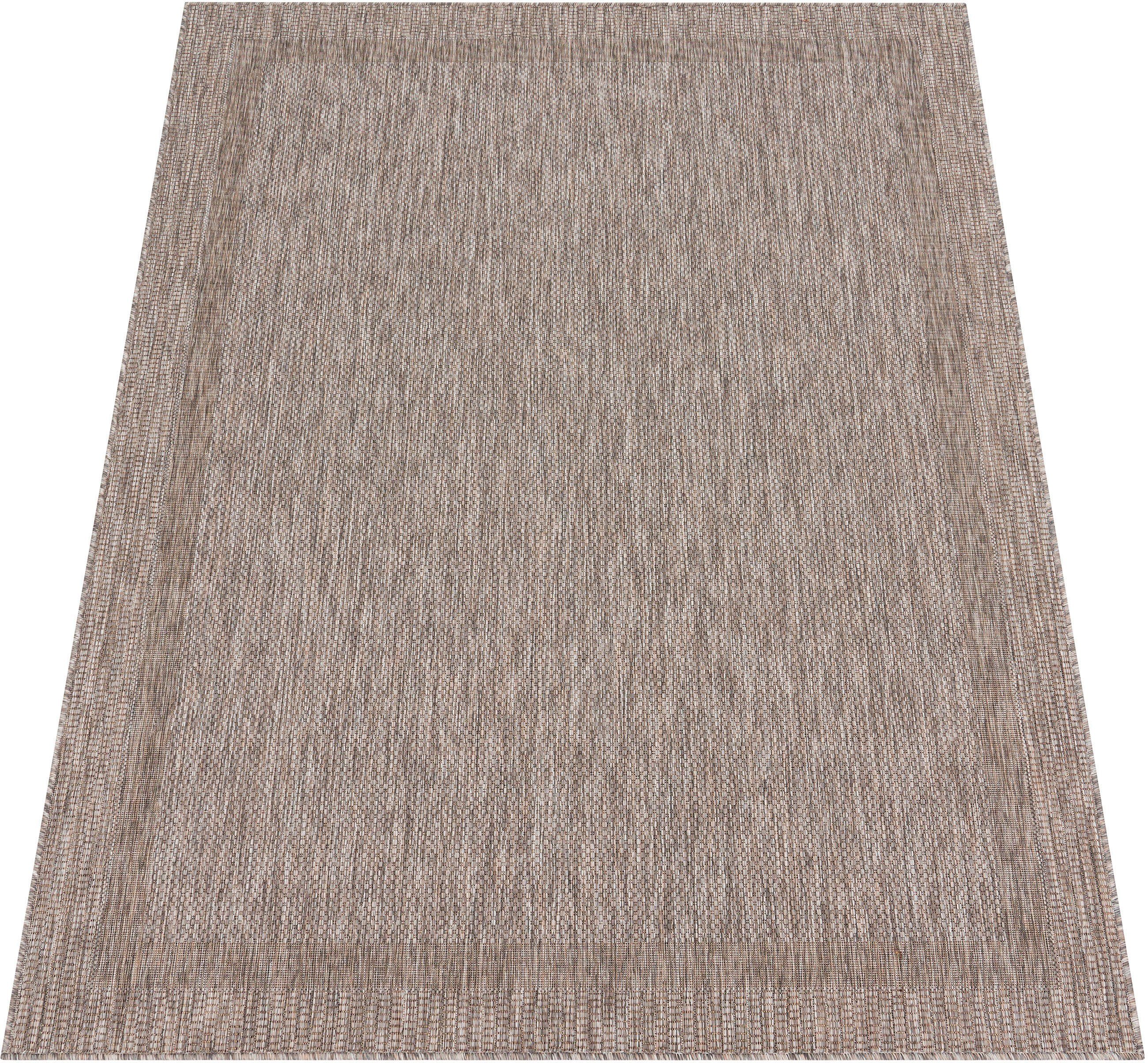 Teppich Roma 272, Paco Home, rechteckig, Höhe: 4 mm, Flachgewebe, meliert, mit dezenter Bordüre, In- und Outdoor geeignet natur | Kurzflor-Teppiche