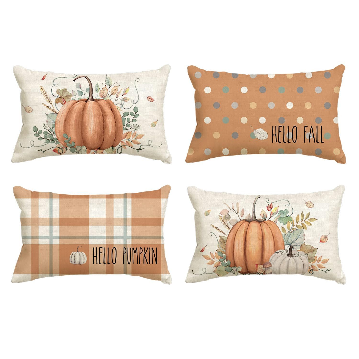 Sorvyzxn Kissenbezüge Halloween Kissenbezug 45 x 45 cm 4er Set Herbst-Kürbis-Kissenbezüge, (4 Stück), Blumendekorationen für Schlafzimmer Wohnzimmer Couch Zierkissen