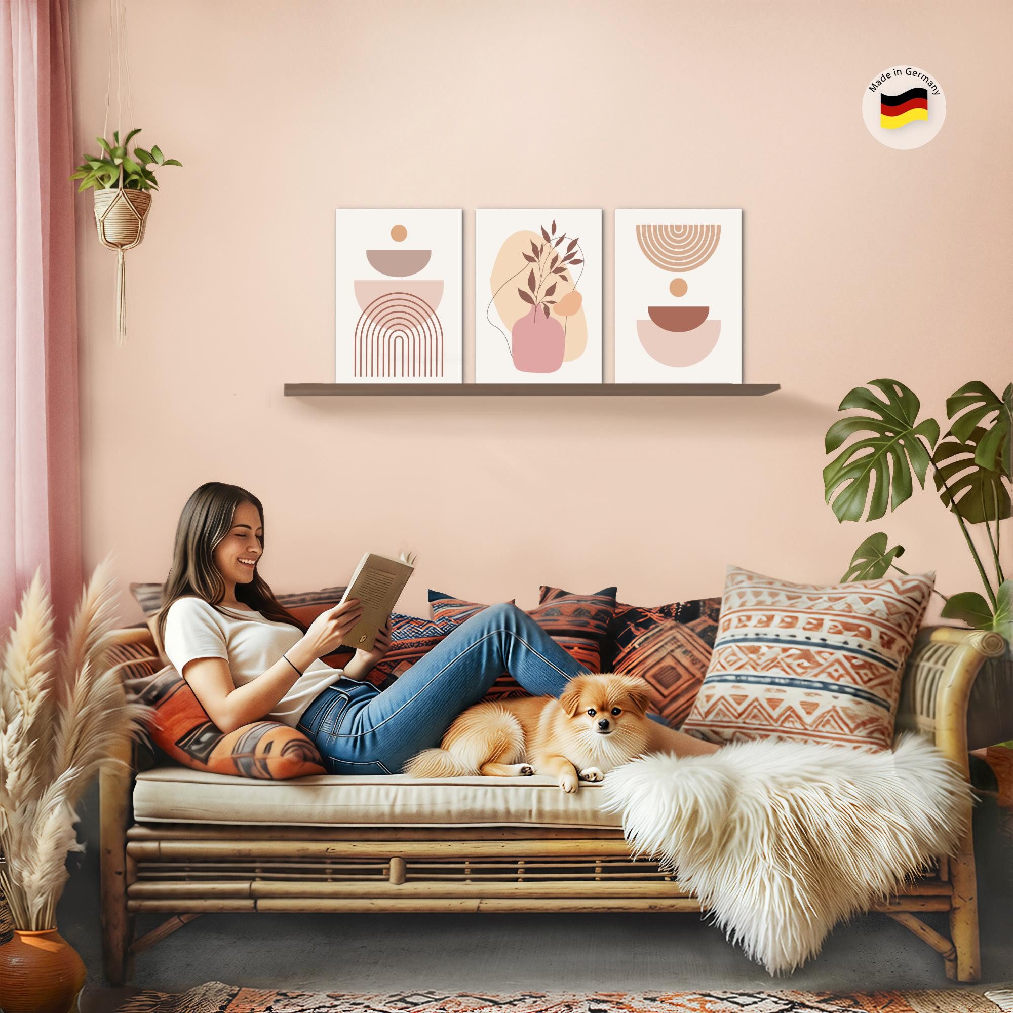 Novart Wandbild Wandbilder Wohnzimmer Abstrakt Figuren Bilder Deko, Beige