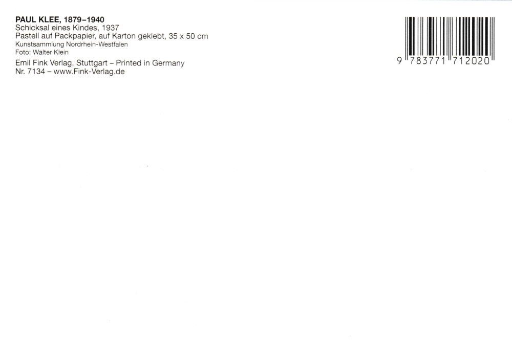 Kunstkarte "Schicksal Kindes" Postkarte eines Paul Klee