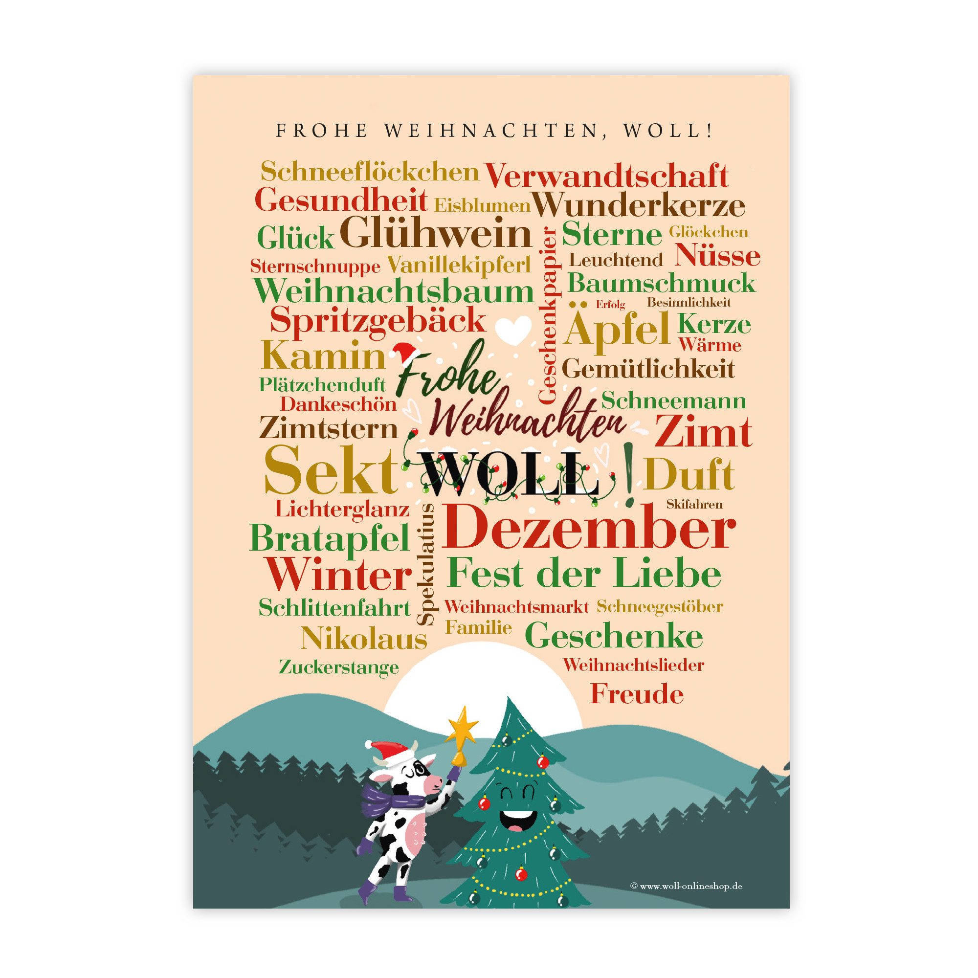 Deine Wörter Grußkarten Postkartenset - 5 Postkarten Frohes Fest, woll! - DIN A6