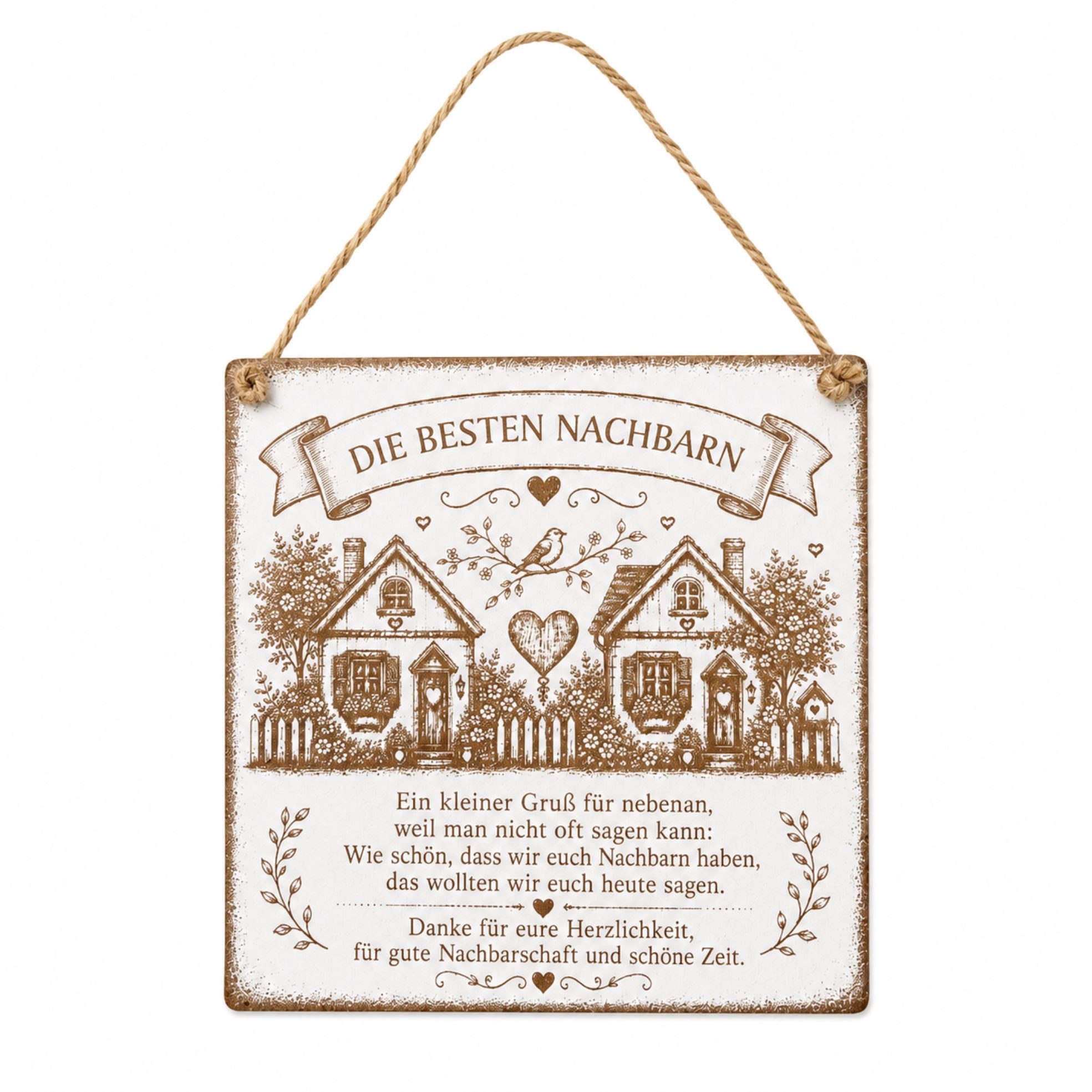 Dekolando Dekoobjekt Schild Beste Nachbarn mit Spruch – Geschenk Nachbarschaft Dekoschild