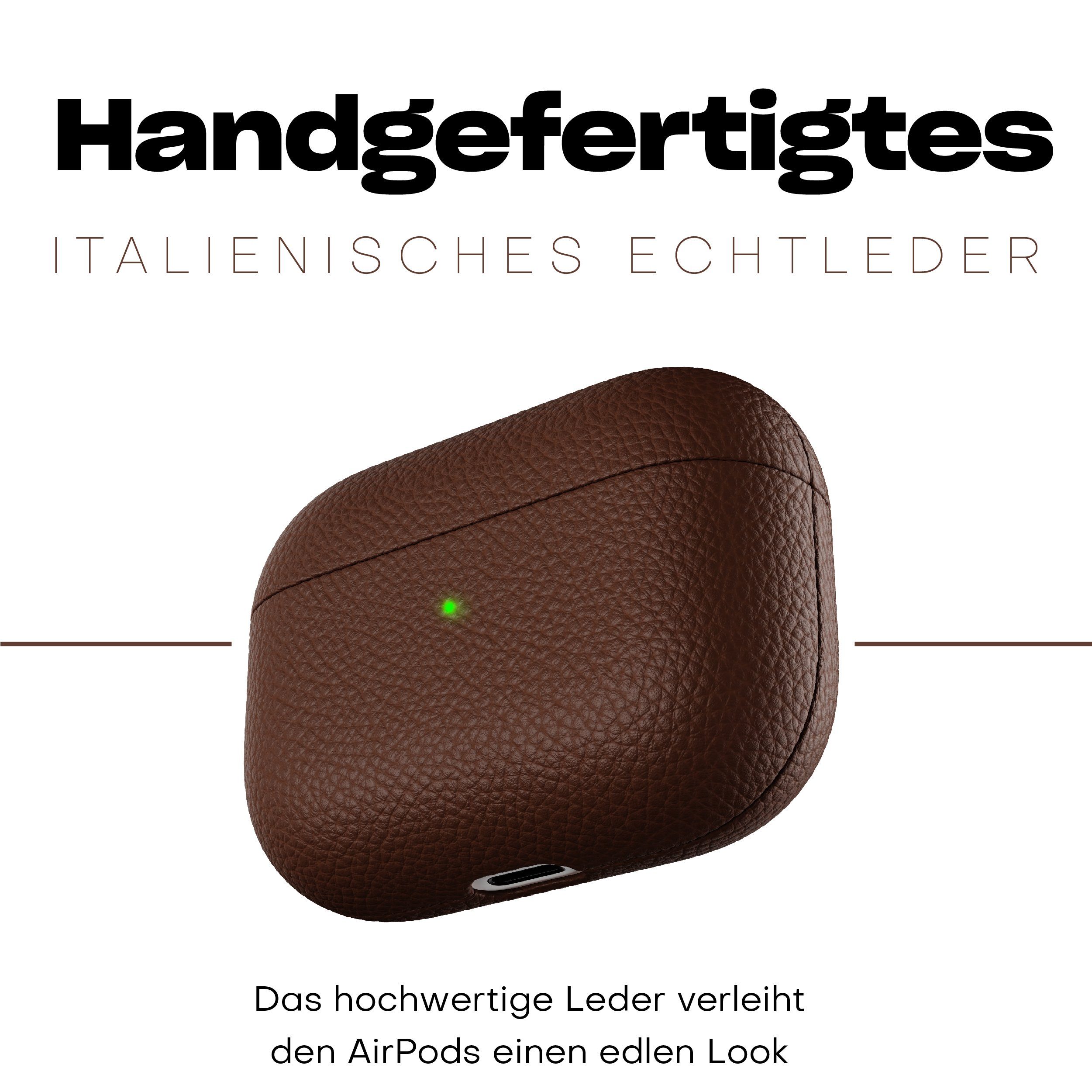 KeyBudz Kopfhörer-Schutzhülle Artisan Leder Schutzhülle für AirPods Pro, Leder, Echtleder aus Italien
