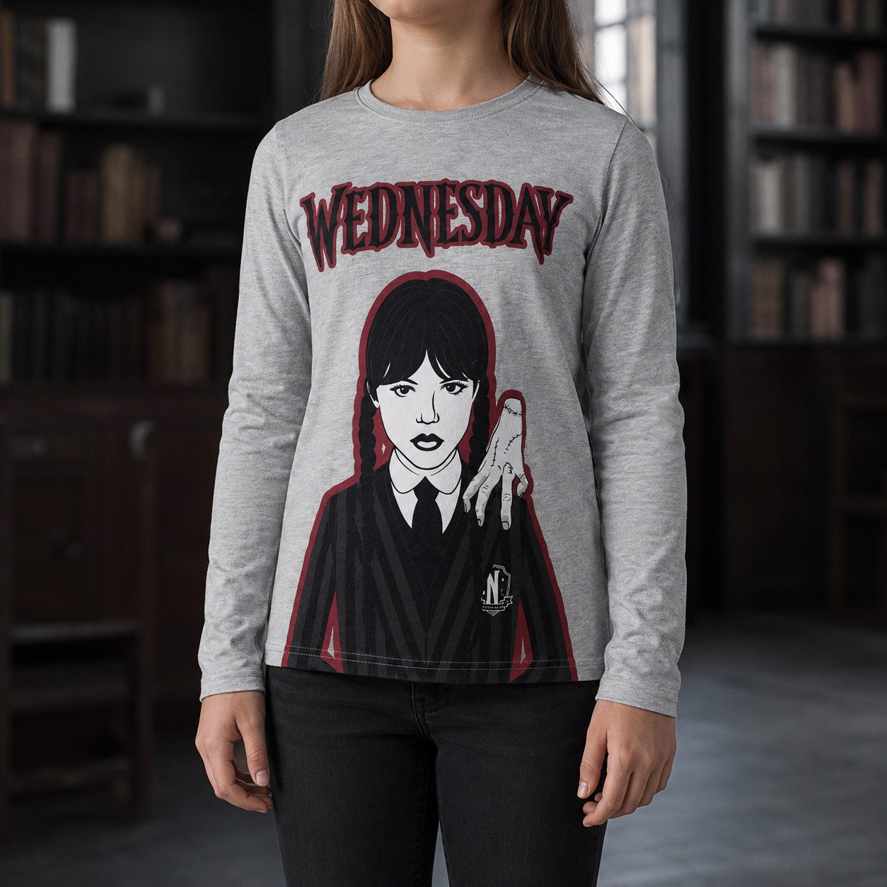 Wednesday Langarmshirt Netflix Wednesday Mädchen Langarmshirt langarm Shirt Gr. 134 bis 164