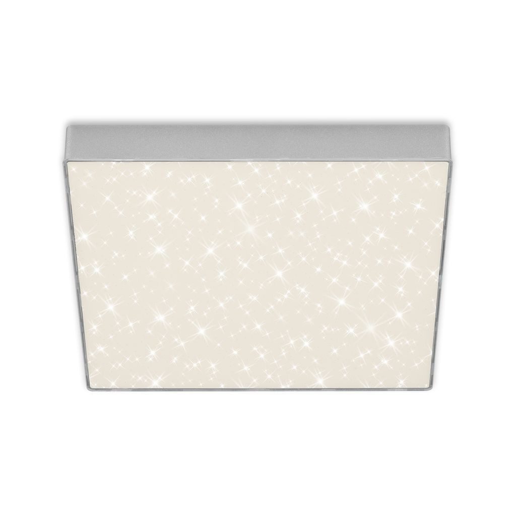 Briloner Leuchten LED Deckenleuchte 7078-414, Sternenhimmel, LED fest integriert, 2700K - Extra-Warmweiß, Deckenlampe, 28,7x28,7x3,6cm, Silber, 21W, Wohnzimmer, Schlafzimmer