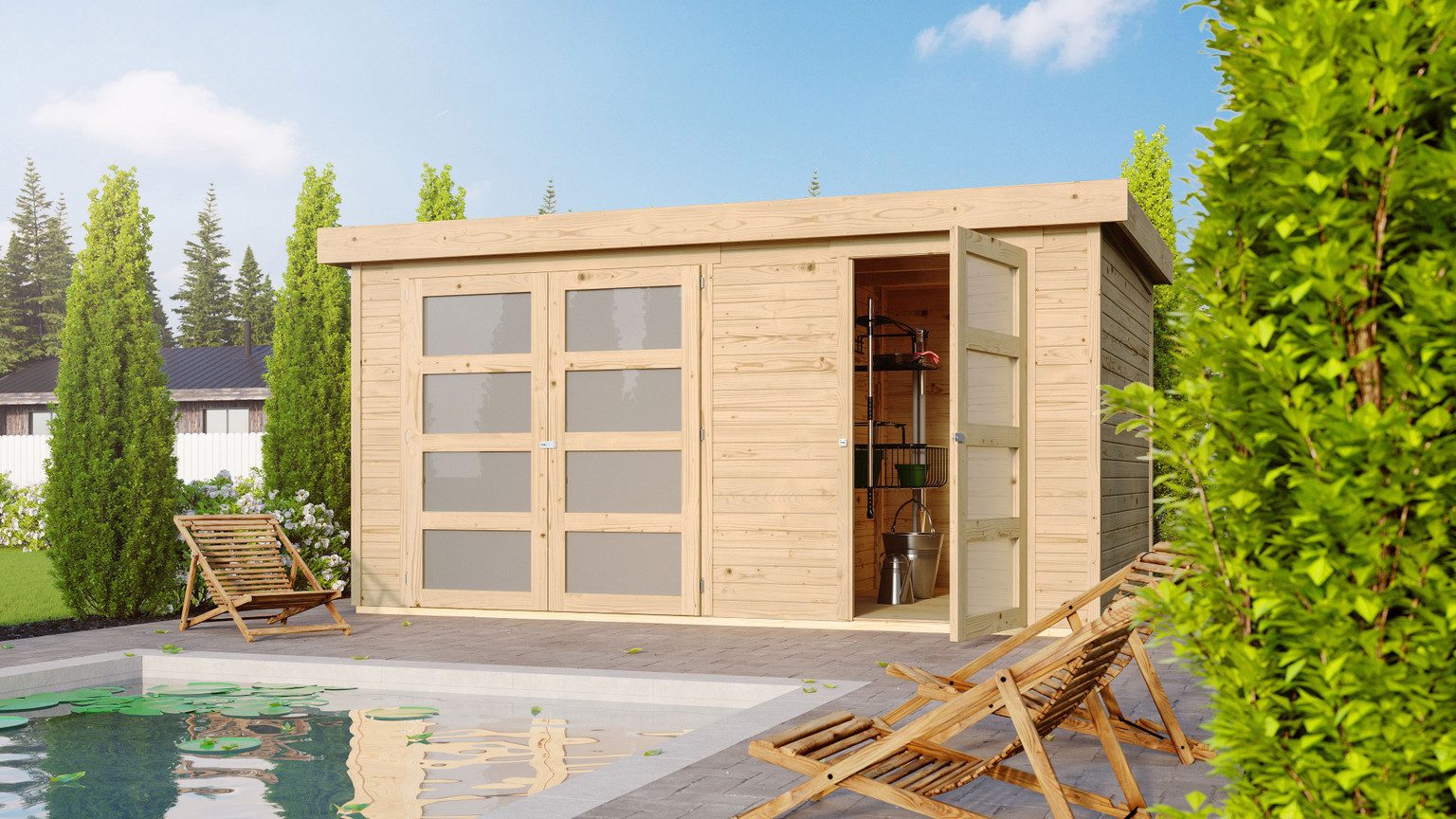 HORI Gartenhaus HORI Gartenhaus Saltum, 19 mm, 428 × 238 x 211 cm, natur