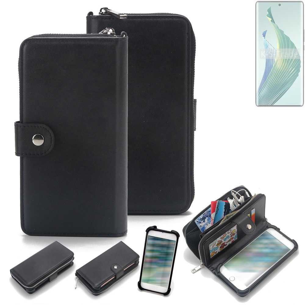 K-S-Trade Handyhülle für Honor Magic5 Lite 5G, 2in1 Handyhülle Schutzhülle & Portemonnee Cover Handy Hülle