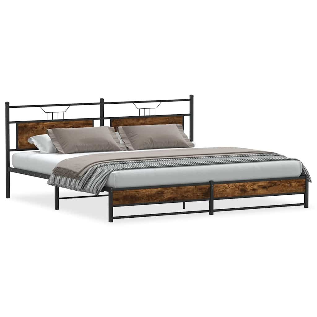 vidaXL Bett Metallbett ohne Matratze Räuchereiche günstig online kaufen