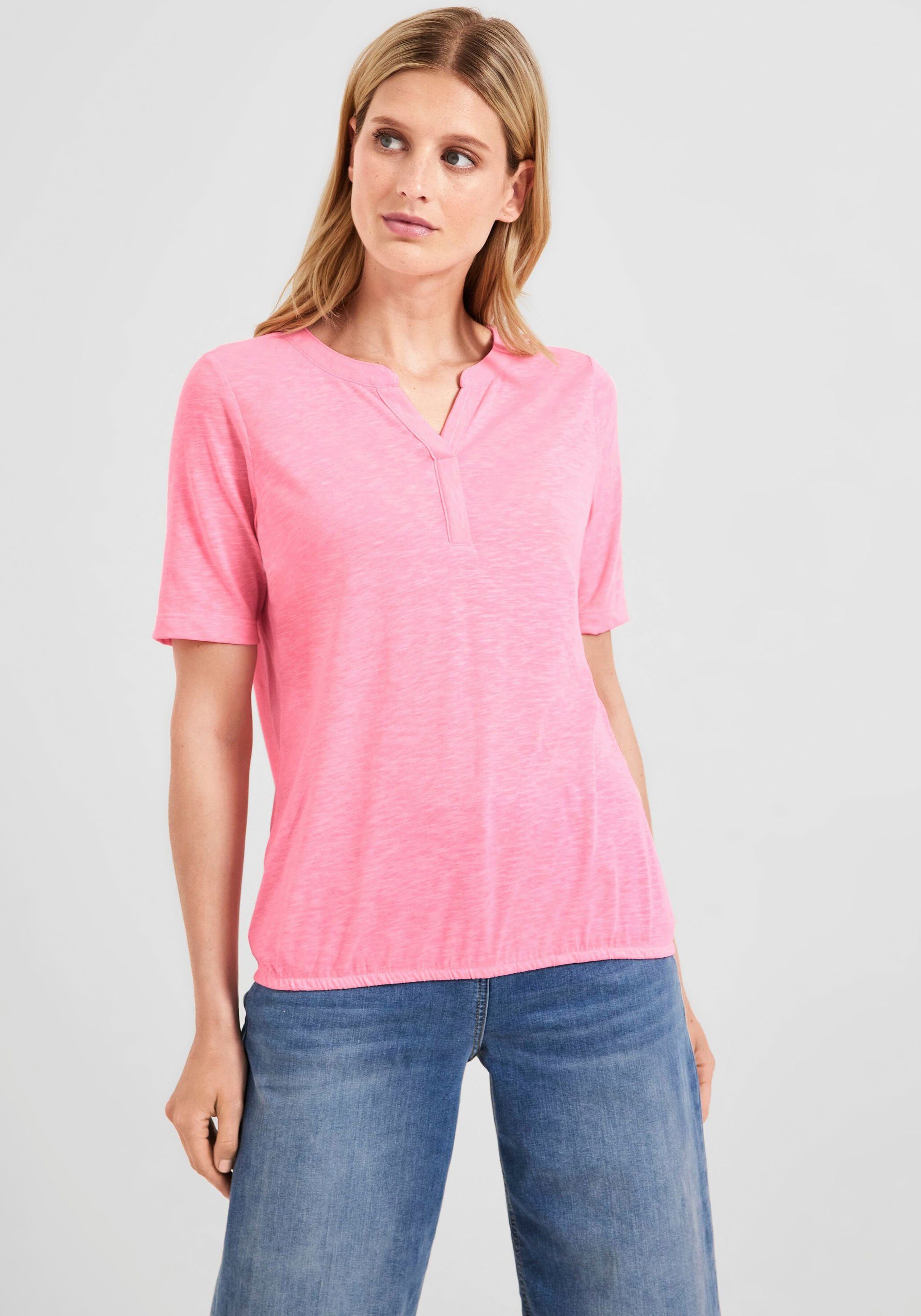 Cecil Shirttop in Melange Optik soft neon pink | Tops