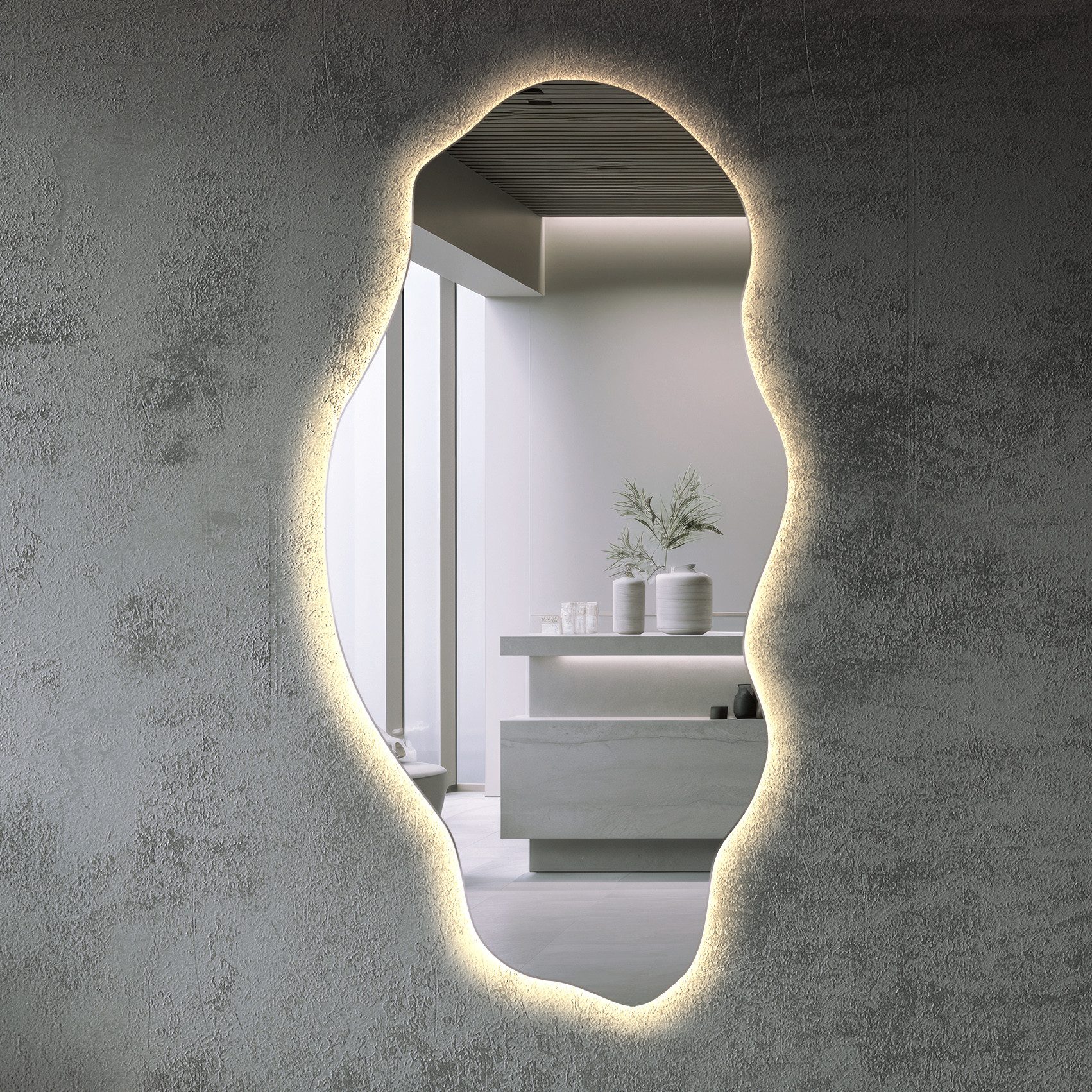 Tulup LED-Lichtspiegel Wandspiegel Dekorativer Moderner LED-Spiegel günstig online kaufen