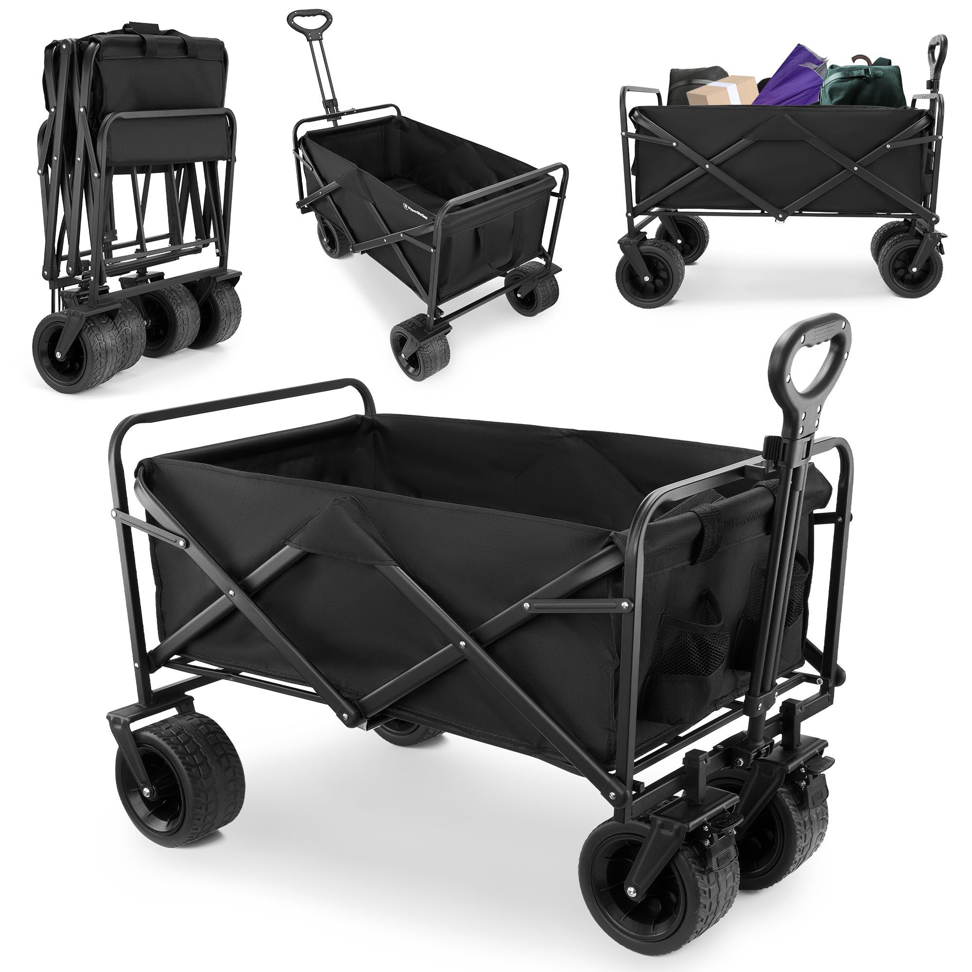 HyperMotion Bollerwagen Faltbarer Bollerwagen, 120 kg, Schwarz