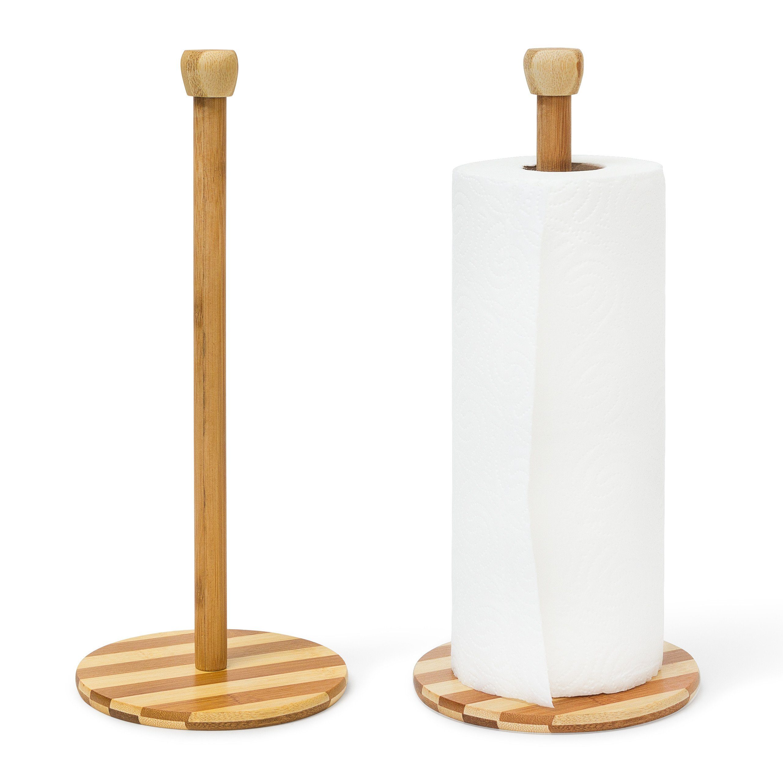 relaxdays Küchenrollenhalter 2 x Küchenrollenhalter Bambus 33 cm