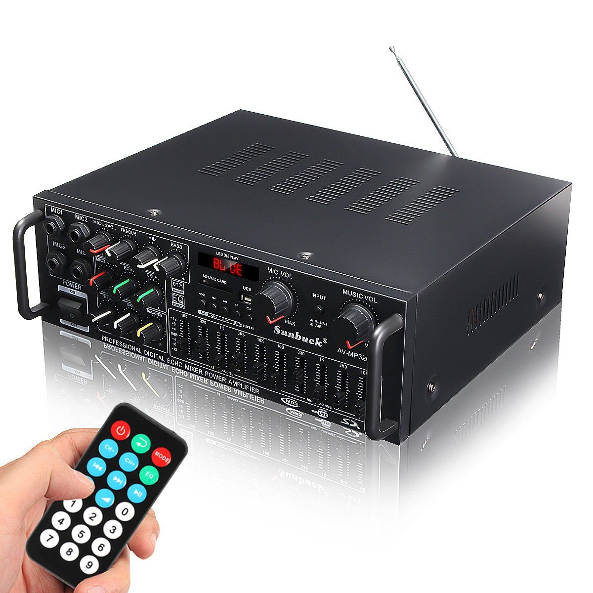 Insma Audioverstärker (2000W mit Fernbedienung 2-Kanal FM für Heimauto)