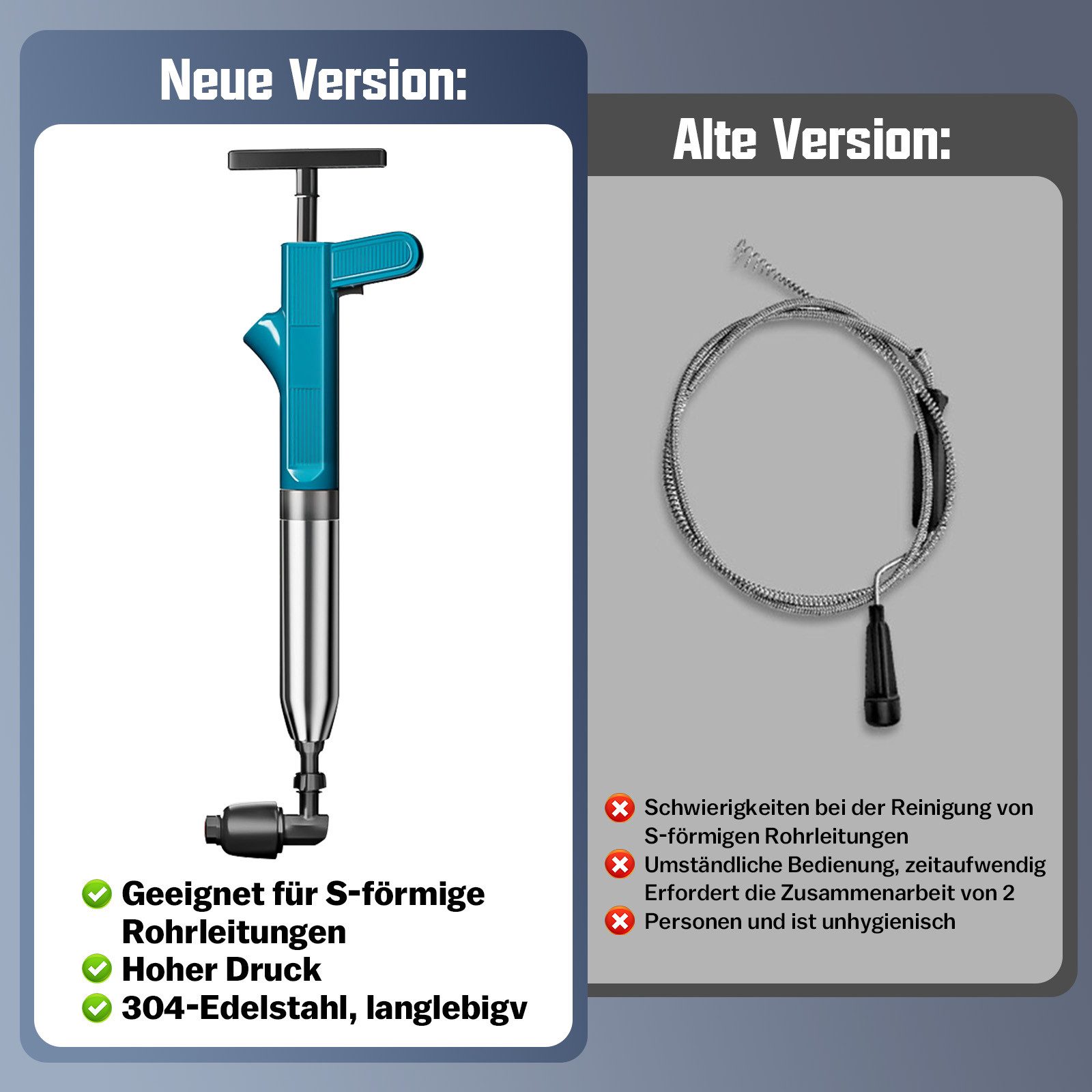 XERSEK Rohrreinigungspumpe Edelstahl Druckluft Rohrreinigerm Rohrreiniger 3 günstig online kaufen